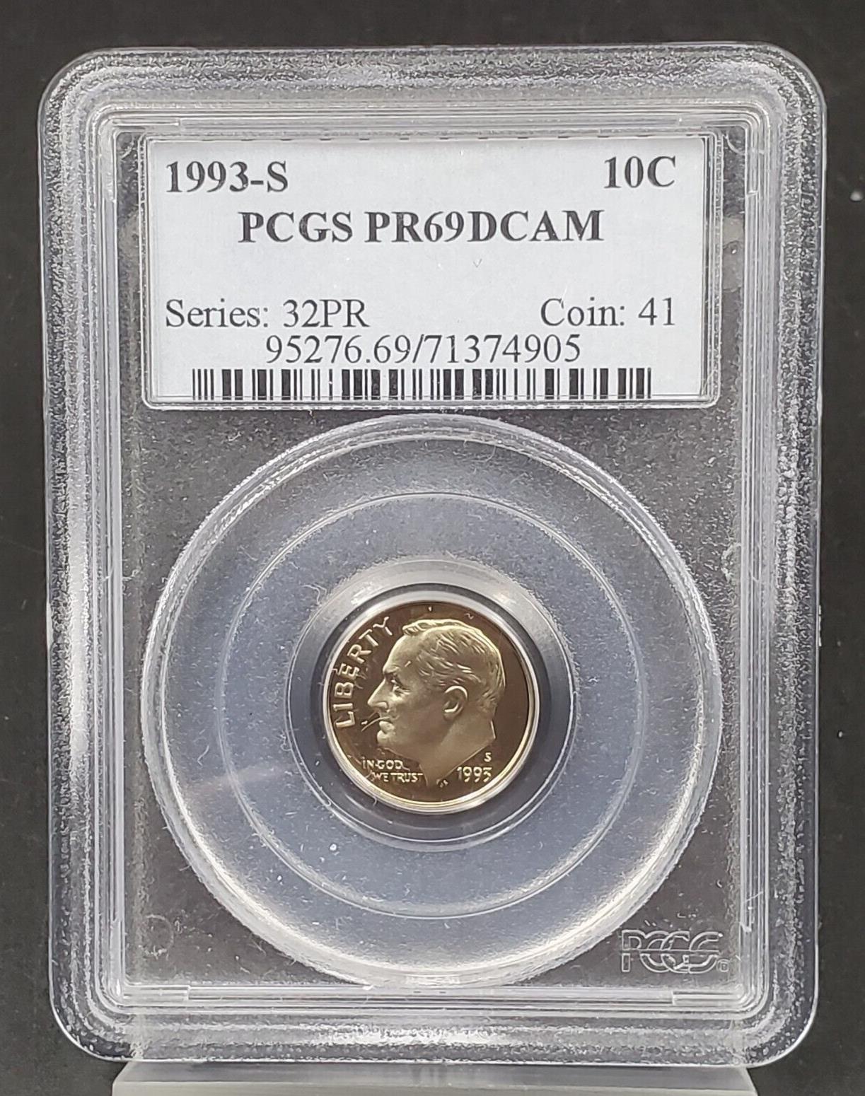 1993 S Roosevelt Clad Dime Proof Coin PCGS PR69 DCAM Deep Cameo #905