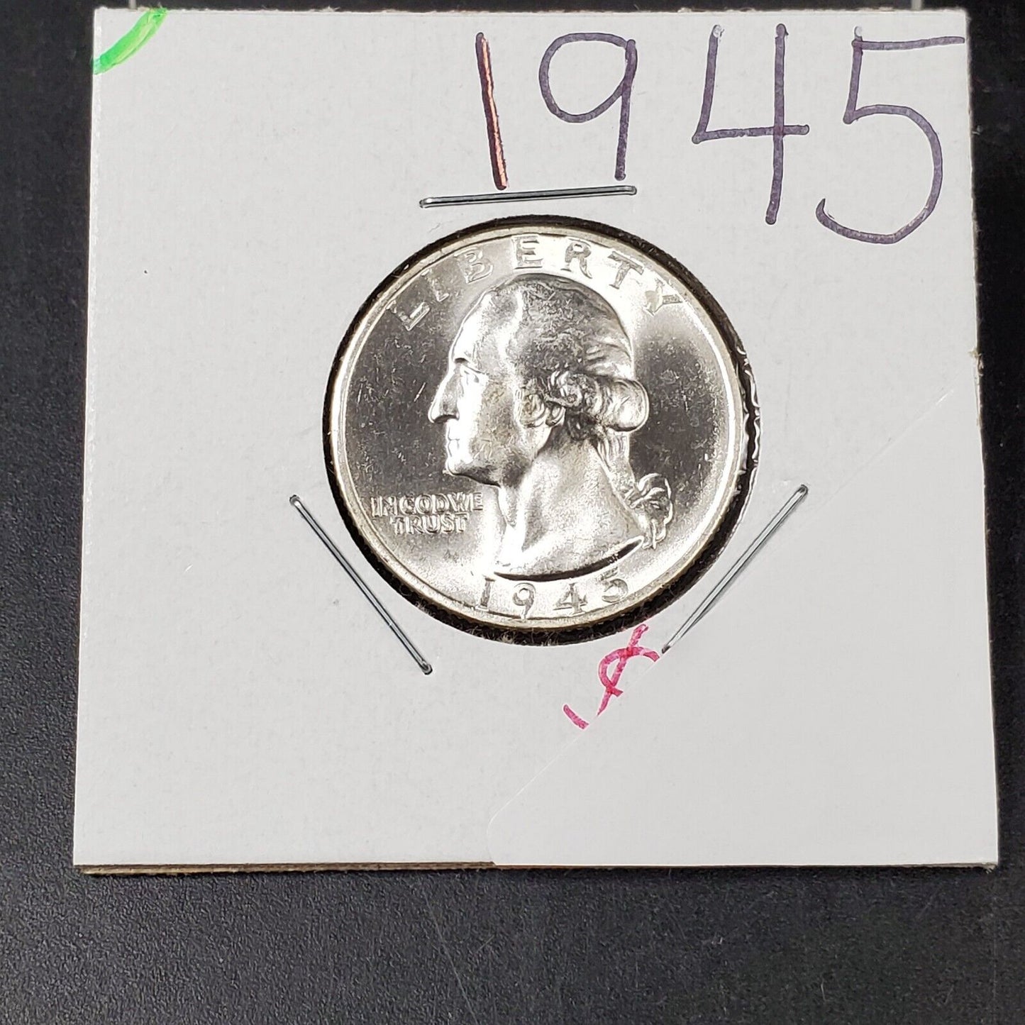1945 P 25c Washington Quarter Coin GEM BU UNC WW2 Era Coin