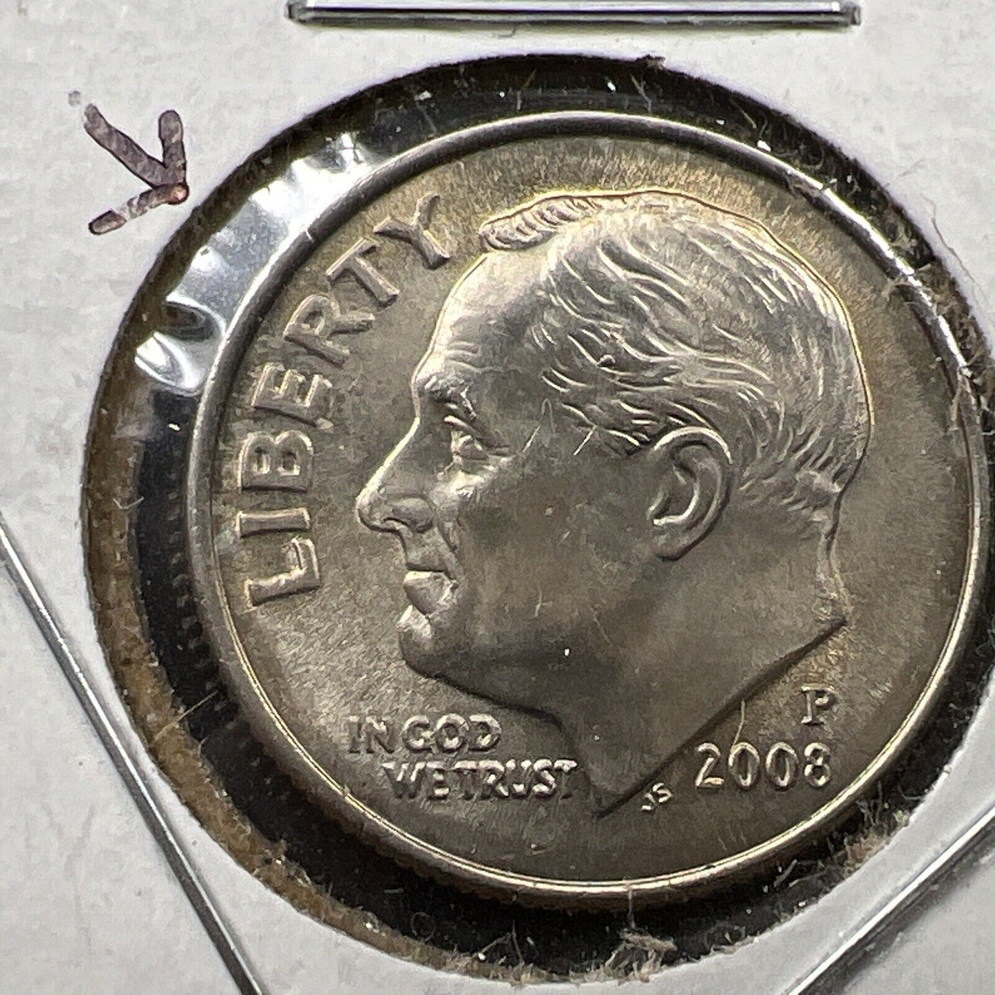 2007 P Roosevelt Dime Coin Die Chip break eye brow variety obverse BU UNC