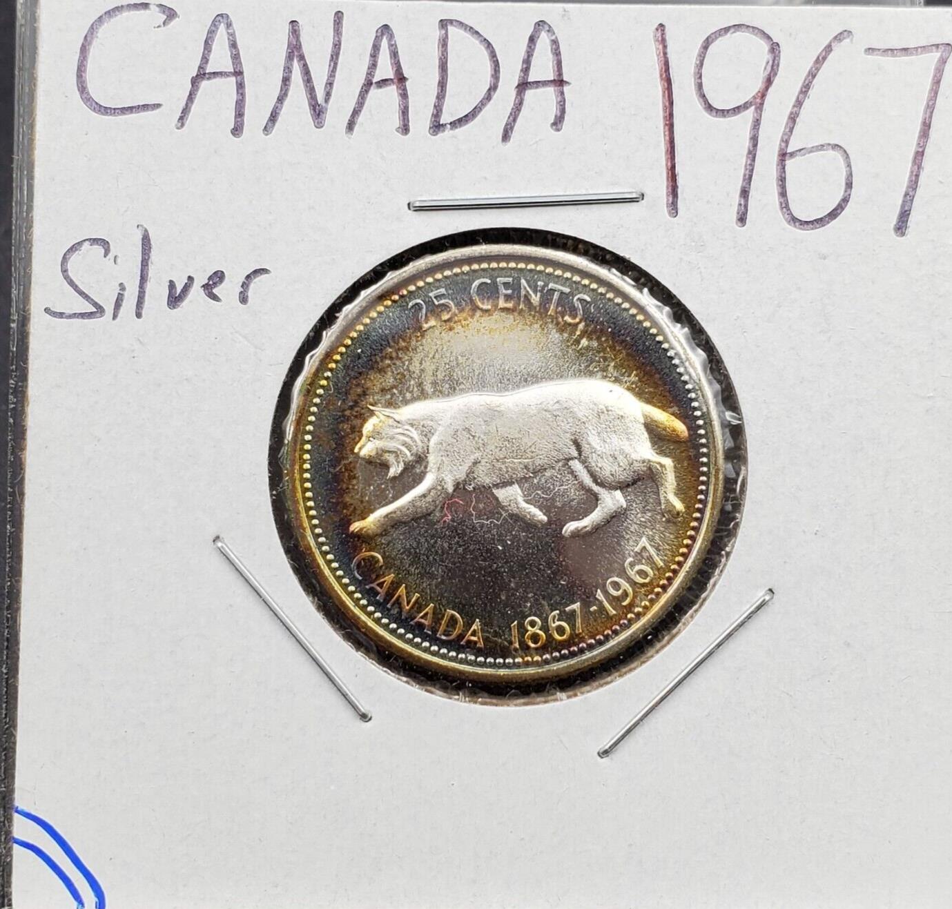 1967 Canada 25c Twenty Five Cents Coin GEM BU UNC PQ * Halo Toning Toner #A