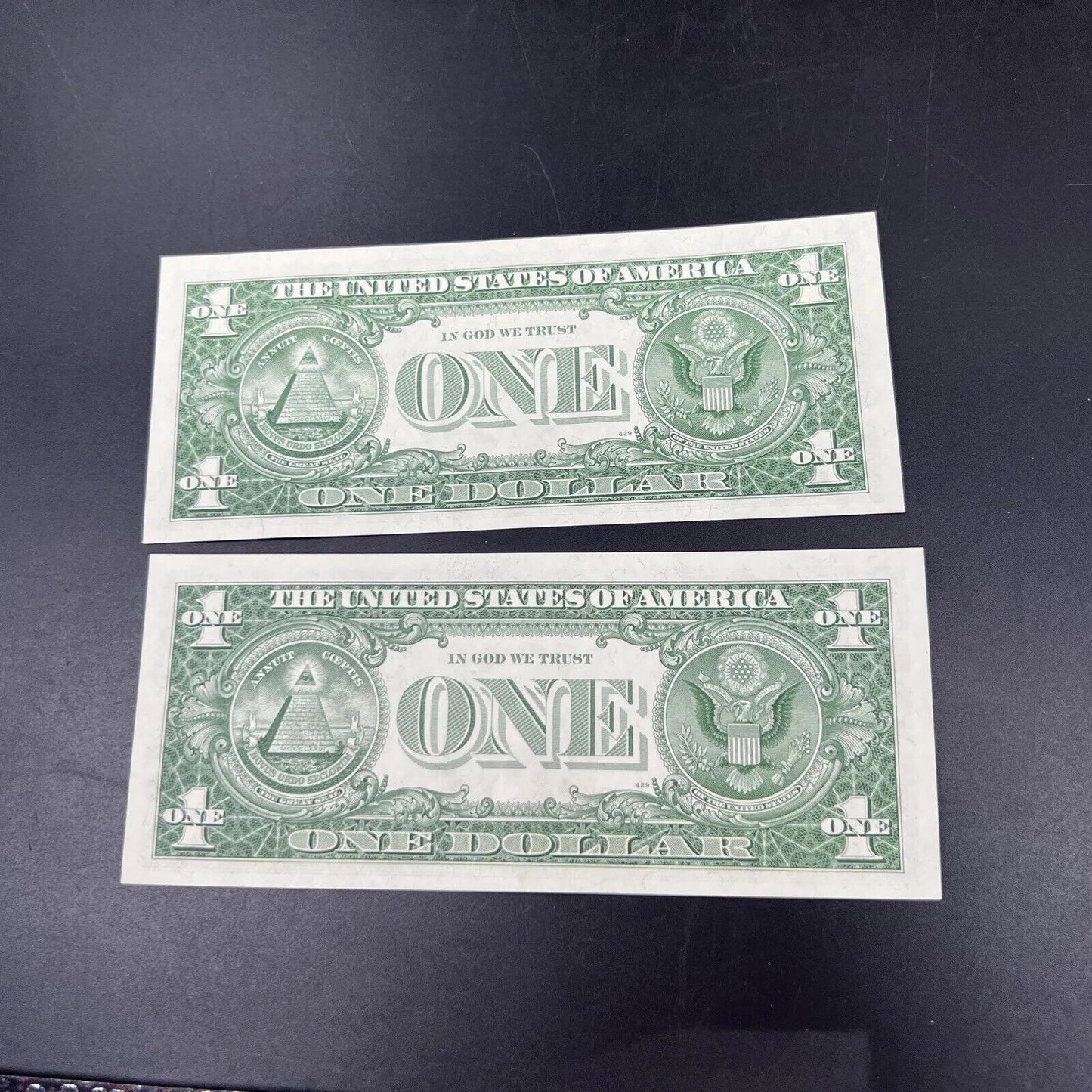 2 Consecutive 1957 B $1 Silver Certificate USA Note Bills Choice UNC Blue Seal