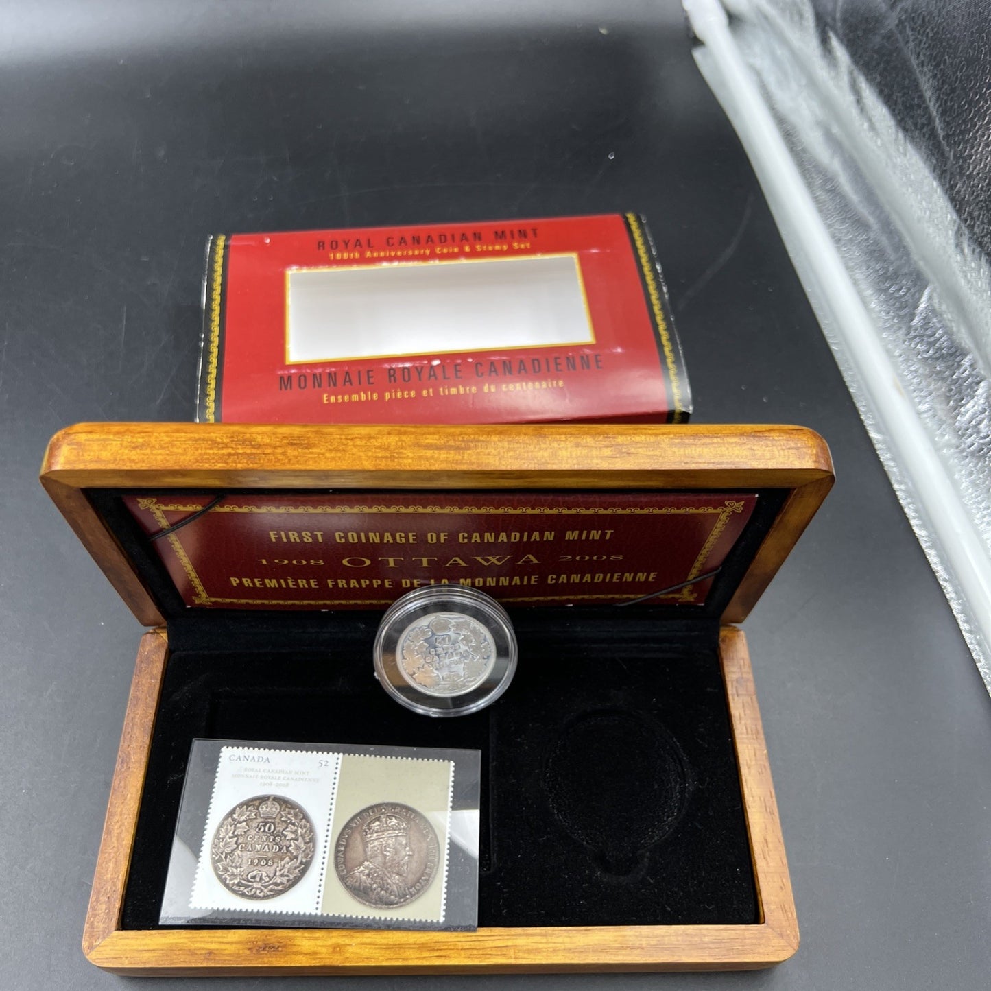 2008 50-Cent Royal Canadian Mint 100th Anniversary Proof Coin & Stamp Set