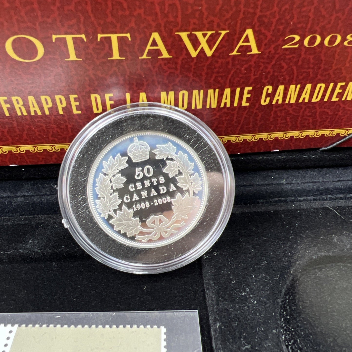 2008 50-Cent Royal Canadian Mint 100th Anniversary Proof Coin & Stamp Set