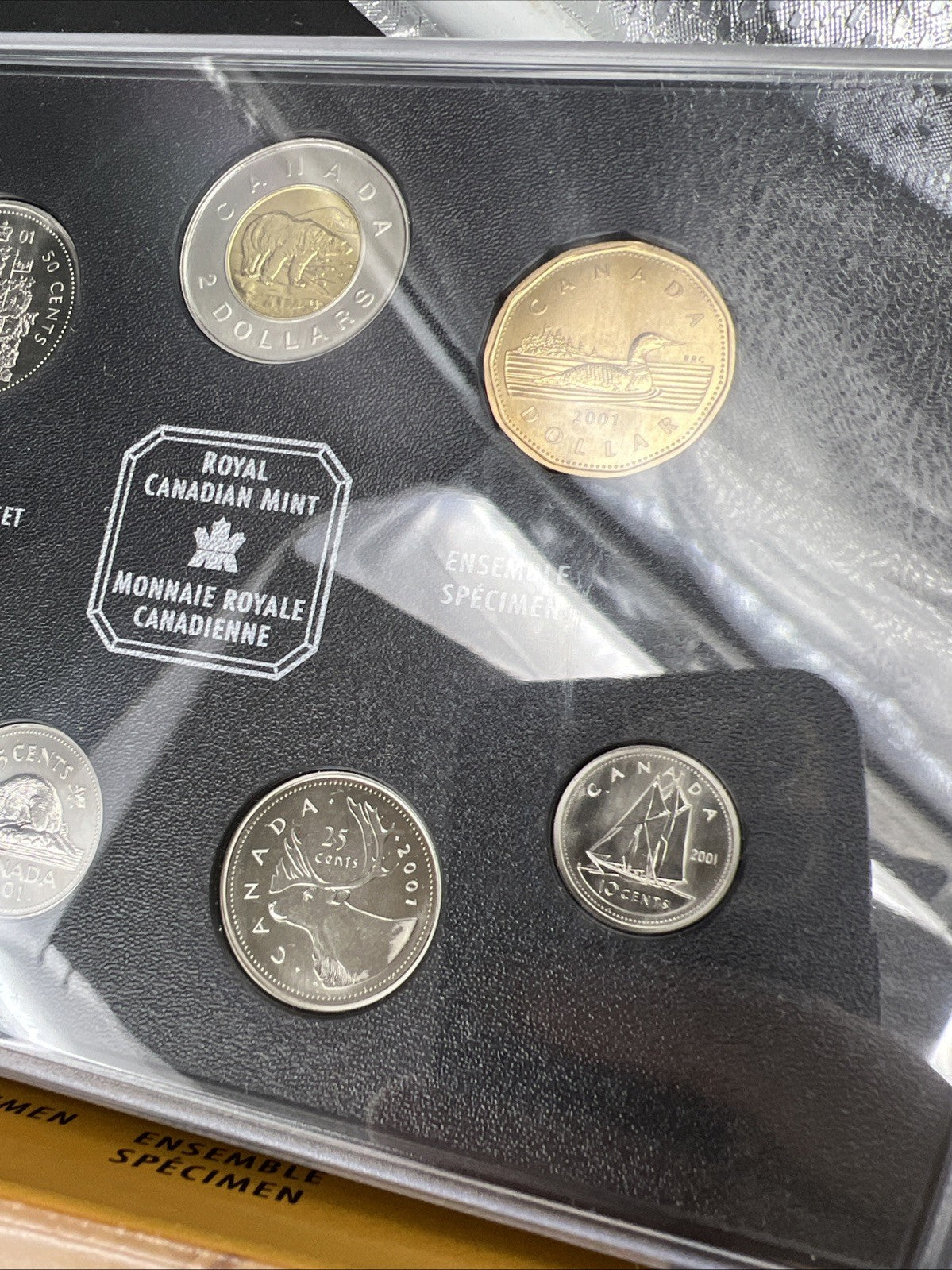 2001 Canada 7 Coin Specimen Uncirculated Coin Set in Case w/ Box & COA