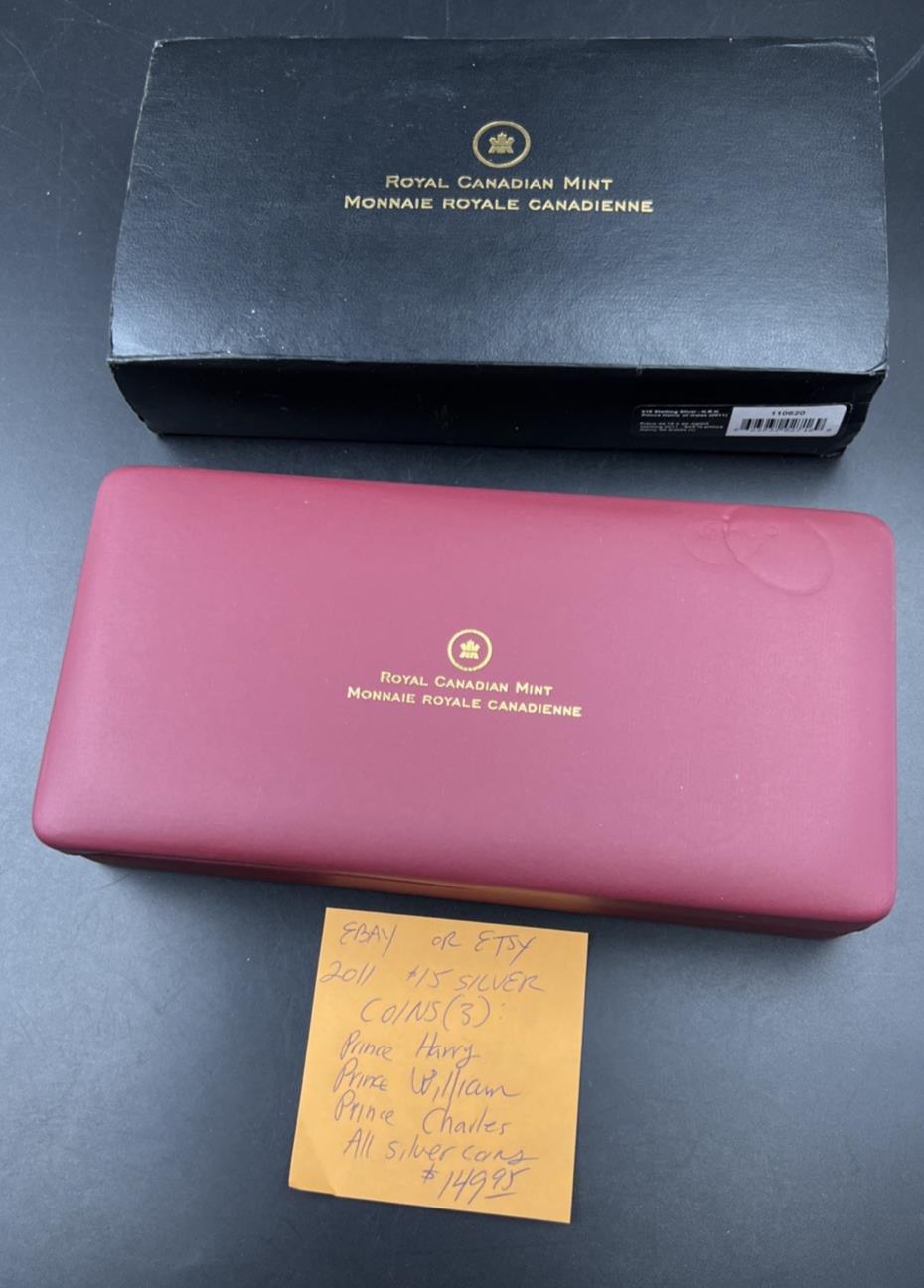 2011 Canada Royal $15 Dollars Continuity Of Crown 3 Coin Fine Proof Silver Set