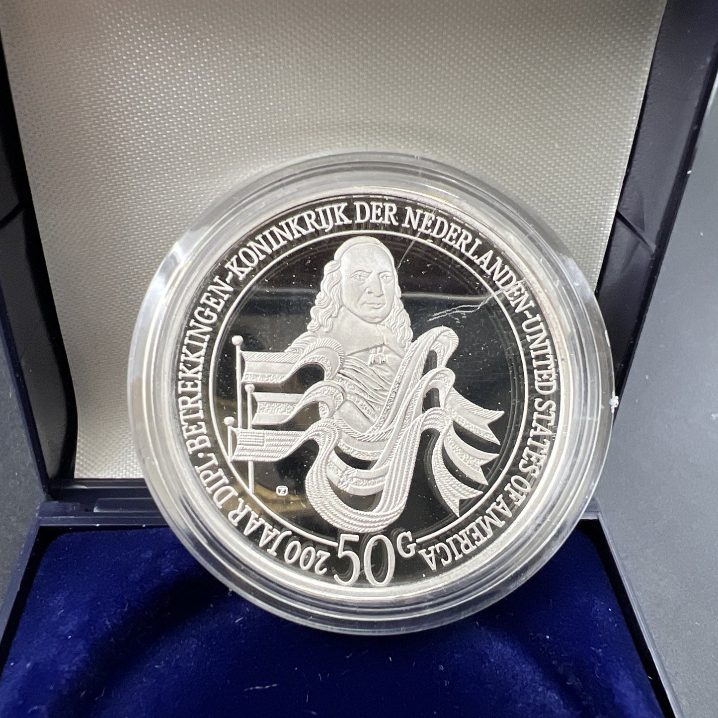 1982 Netherlands Antilles 50 Gulden Gem Silver Coin in Box