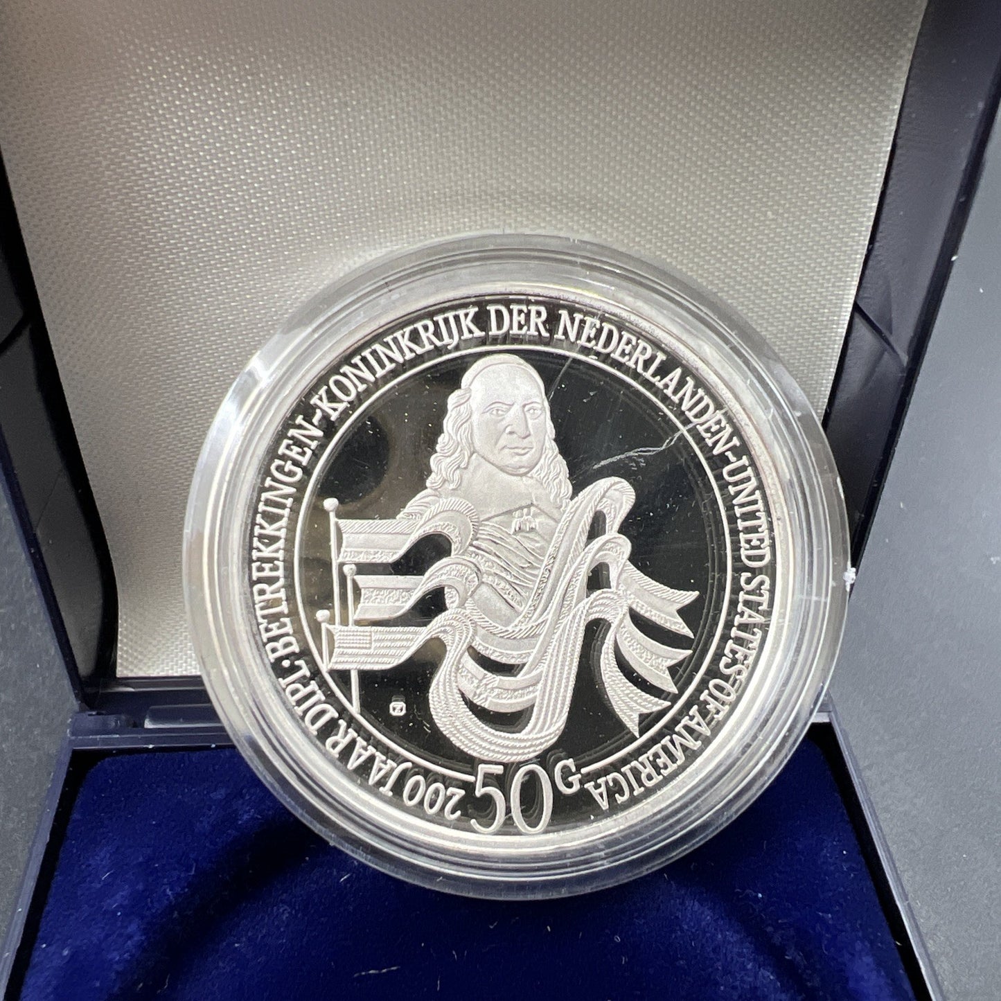 1982 Netherlands Antilles 50 Gulden Gem Silver Coin in Box