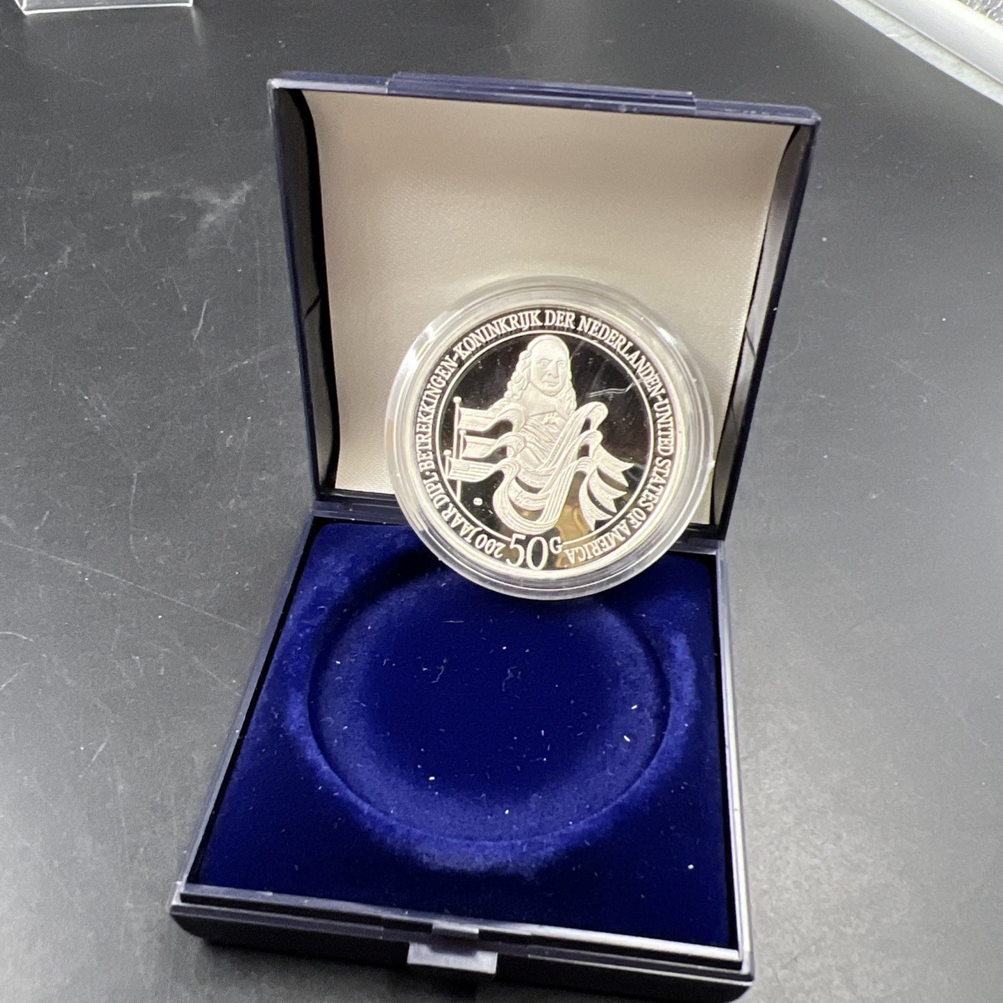 1982 Netherlands Antilles 50 Gulden Gem Silver Coin in Box