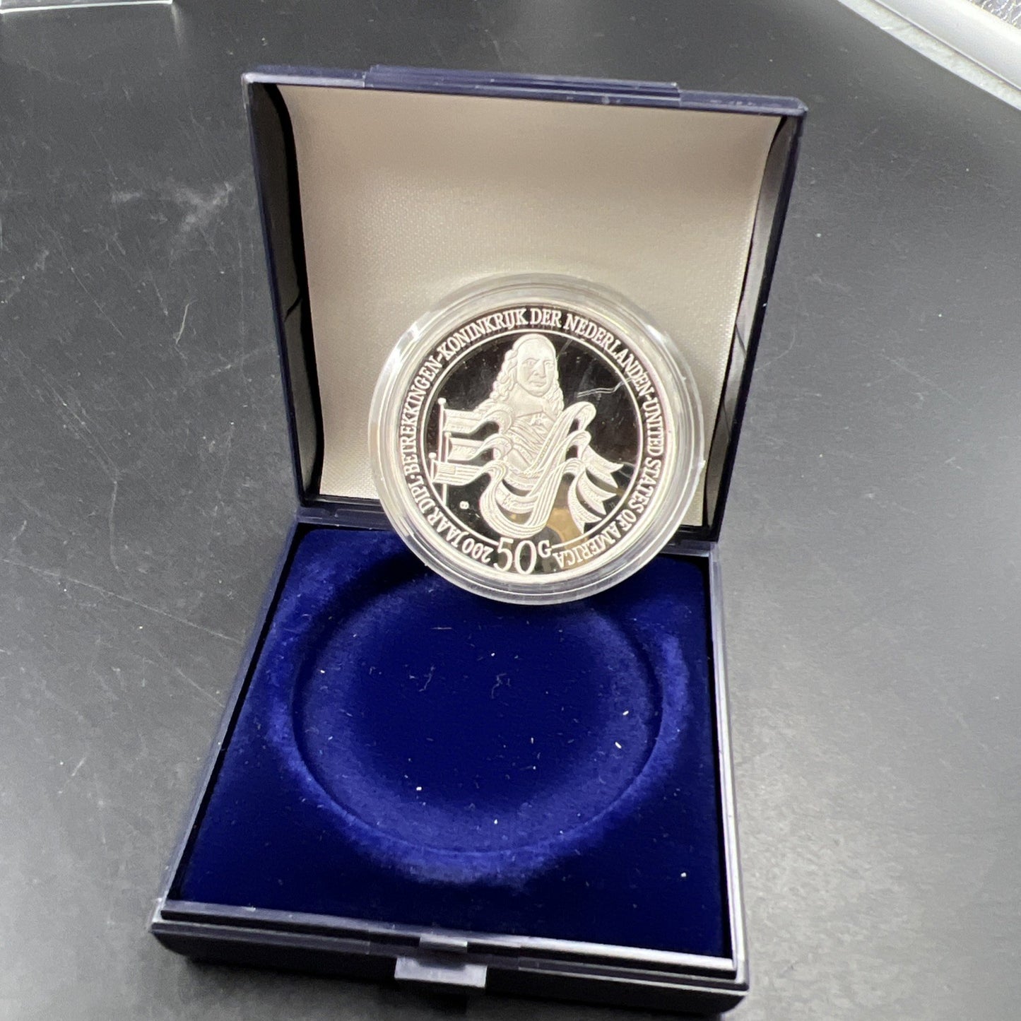 1982 Netherlands Antilles 50 Gulden Gem Silver Coin in Box