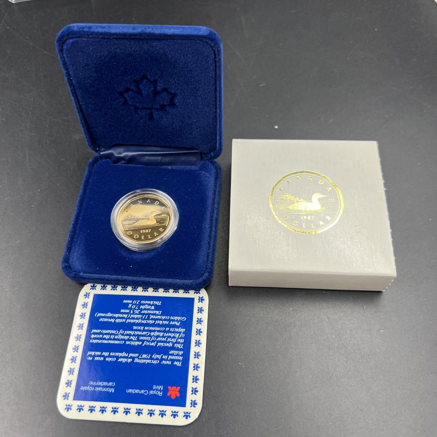 1987 $1 Proof Canada Loon Dollar with Box & COA Free Shipping!