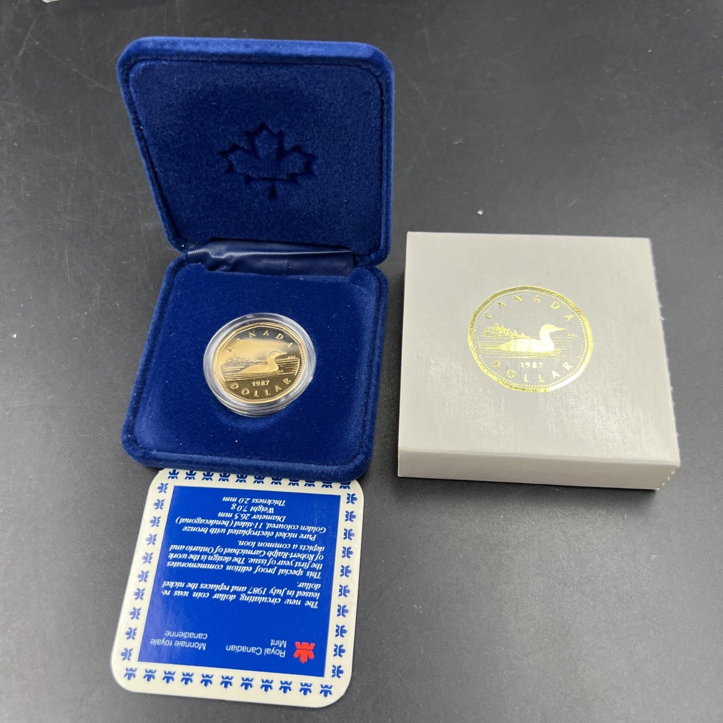 1987 $1 Proof Canada Loon Dollar with Box & COA Free Shipping!