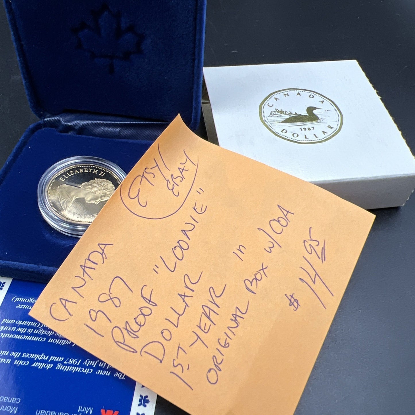 1987 $1 Proof Canada Loon Dollar with Box & COA Free Shipping!