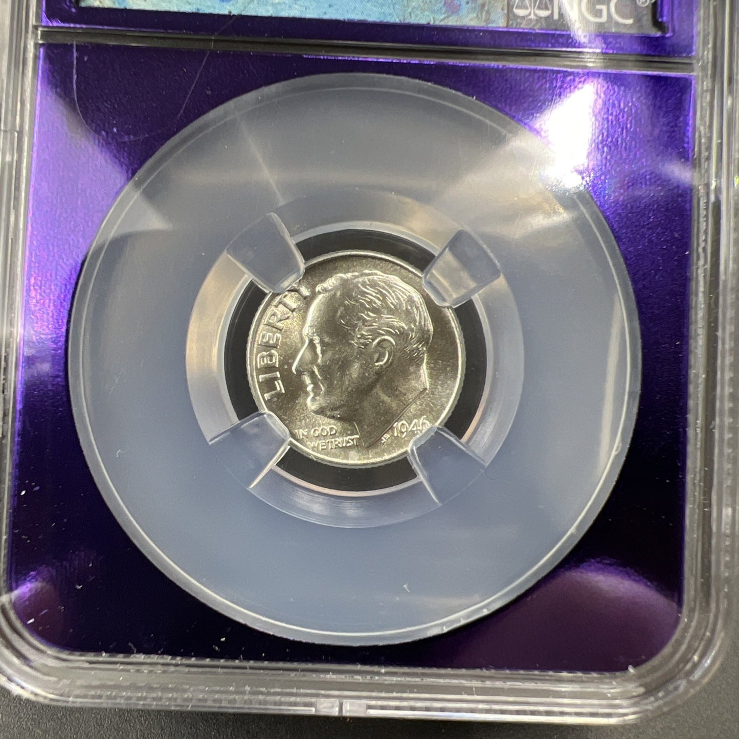1946 P 10c Roosevelt Silver Dime Coin NGC Bee Label Holder MS66 Gem BU