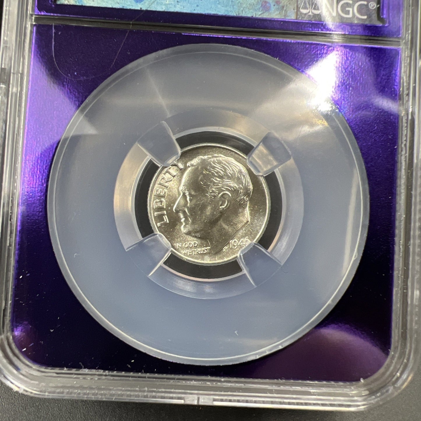 1946 P 10c Roosevelt Silver Dime Coin NGC Bee Label Holder MS66 Gem BU