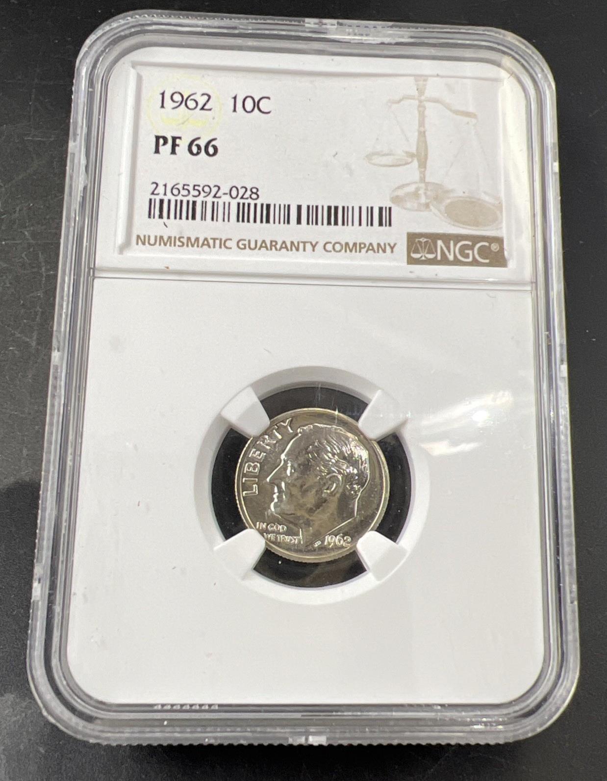 1962 P 10c Roosevelt Silver Dime Coin PF66 NGC #028