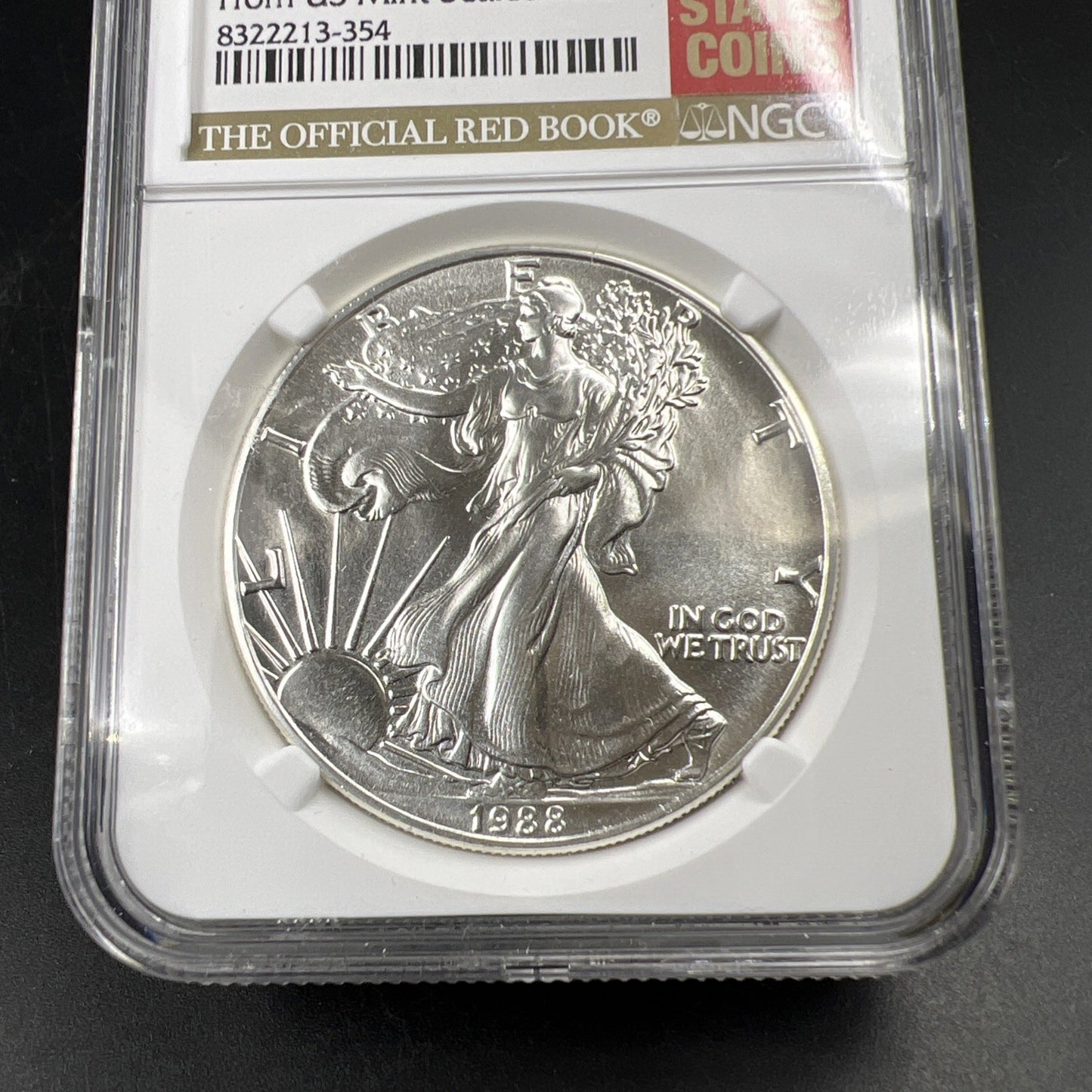 1988 1 Oz ASE American Silver Eagle NGC MS69 Red Book Label Early Production