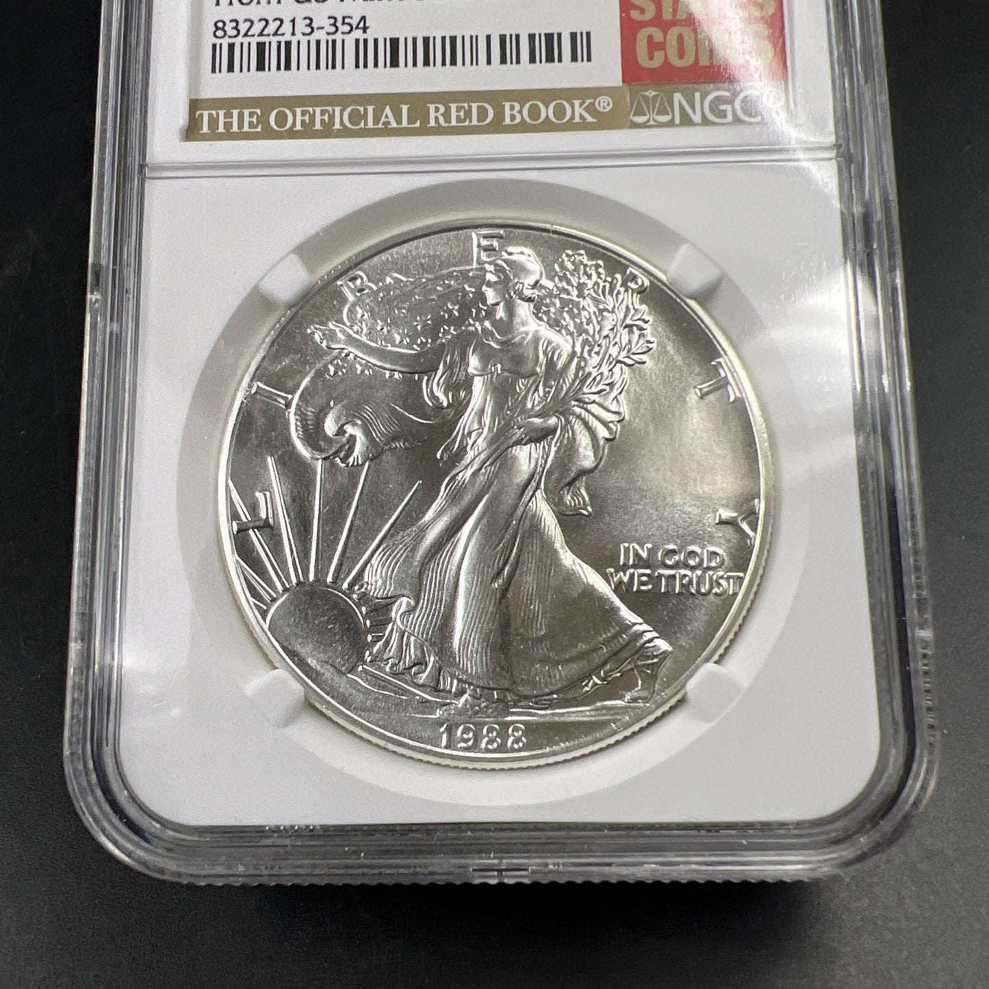 1988 1 Oz ASE American Silver Eagle NGC MS69 Red Book Label Early Production