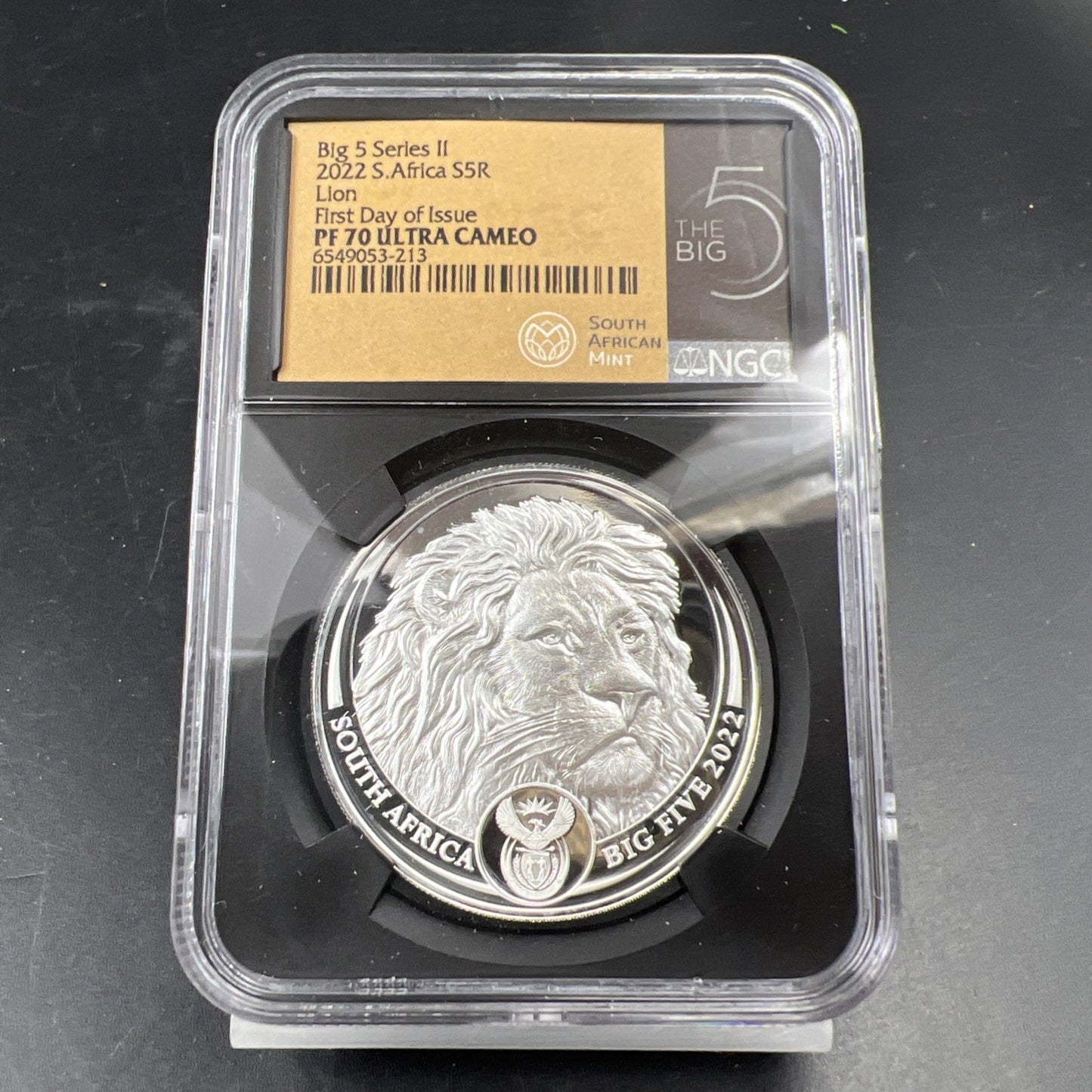 2022 South Africa Big 5 Series II Lion First Day of Issue NGC PF70 UCAM