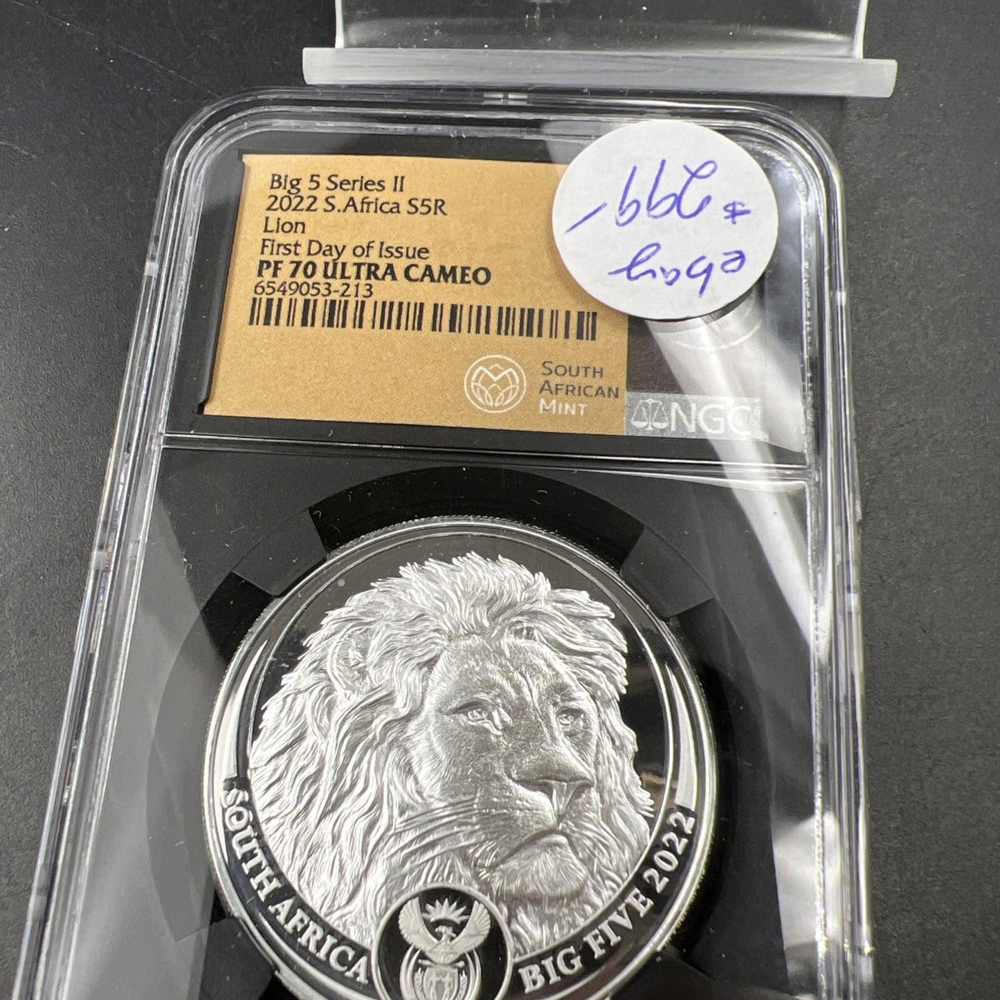 2022 South Africa Big 5 Series II Lion First Day of Issue NGC PF70 UCAM