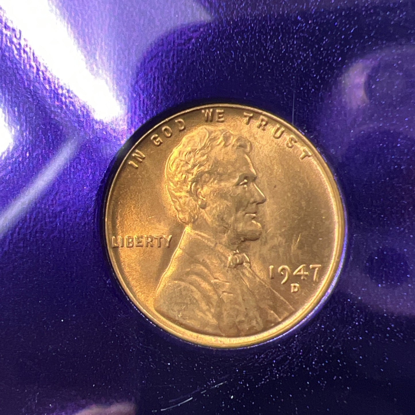 1947 D 1c Lincoln Wheat Cent Coin NGC MS65 Bee Label Gem BU RD Certified