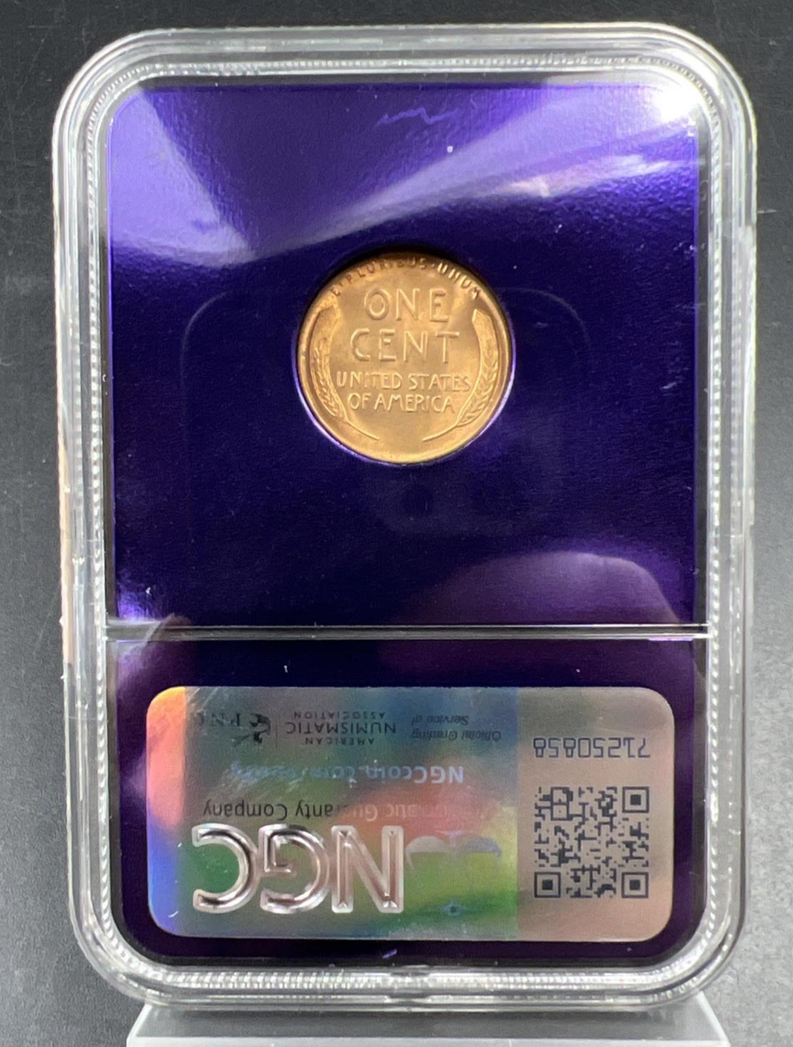 1947 D 1c Lincoln Wheat Cent Coin NGC MS65 Bee Label Gem BU RD Certified