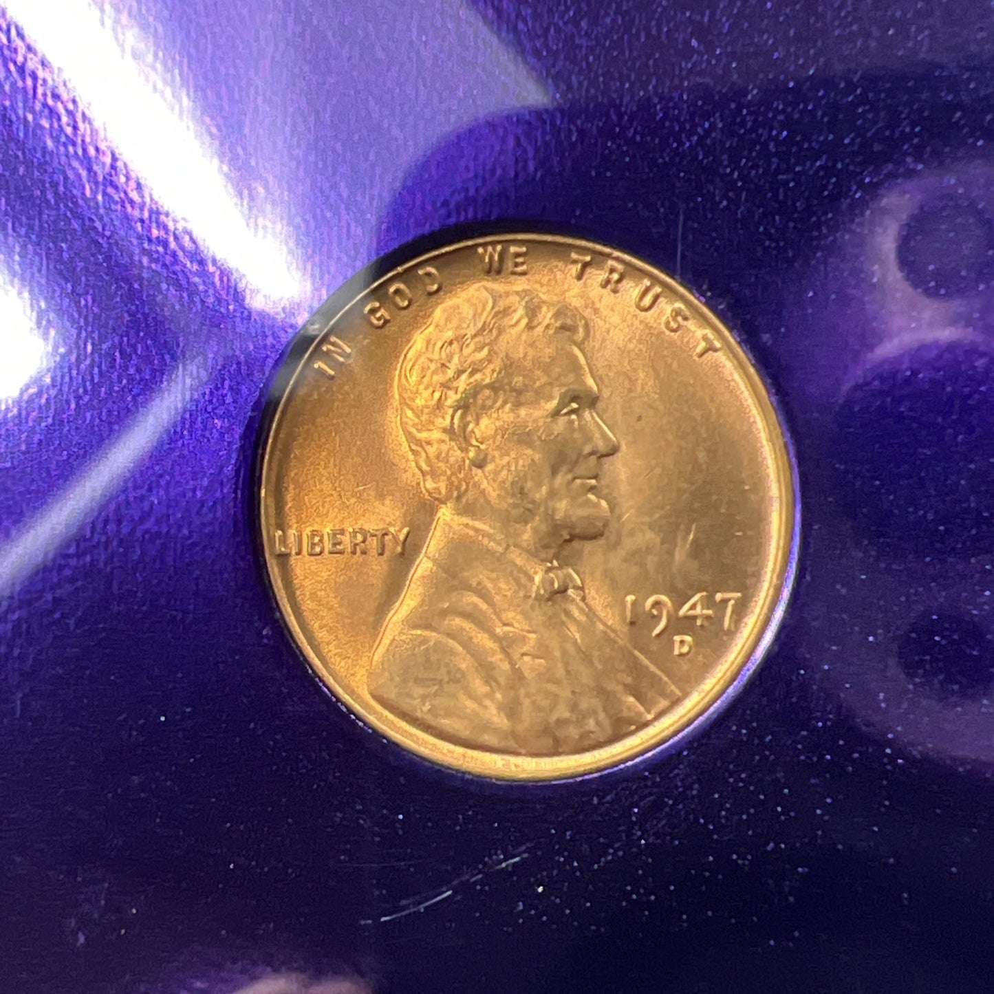 1947 D 1c Lincoln Wheat Cent Coin NGC MS65 Bee Label Gem BU RD Certified