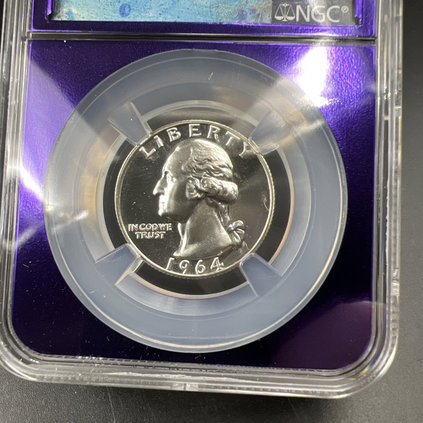 1964 P 25c Washington Silver Quarter Coin NGC PF68 Bee Label Holder