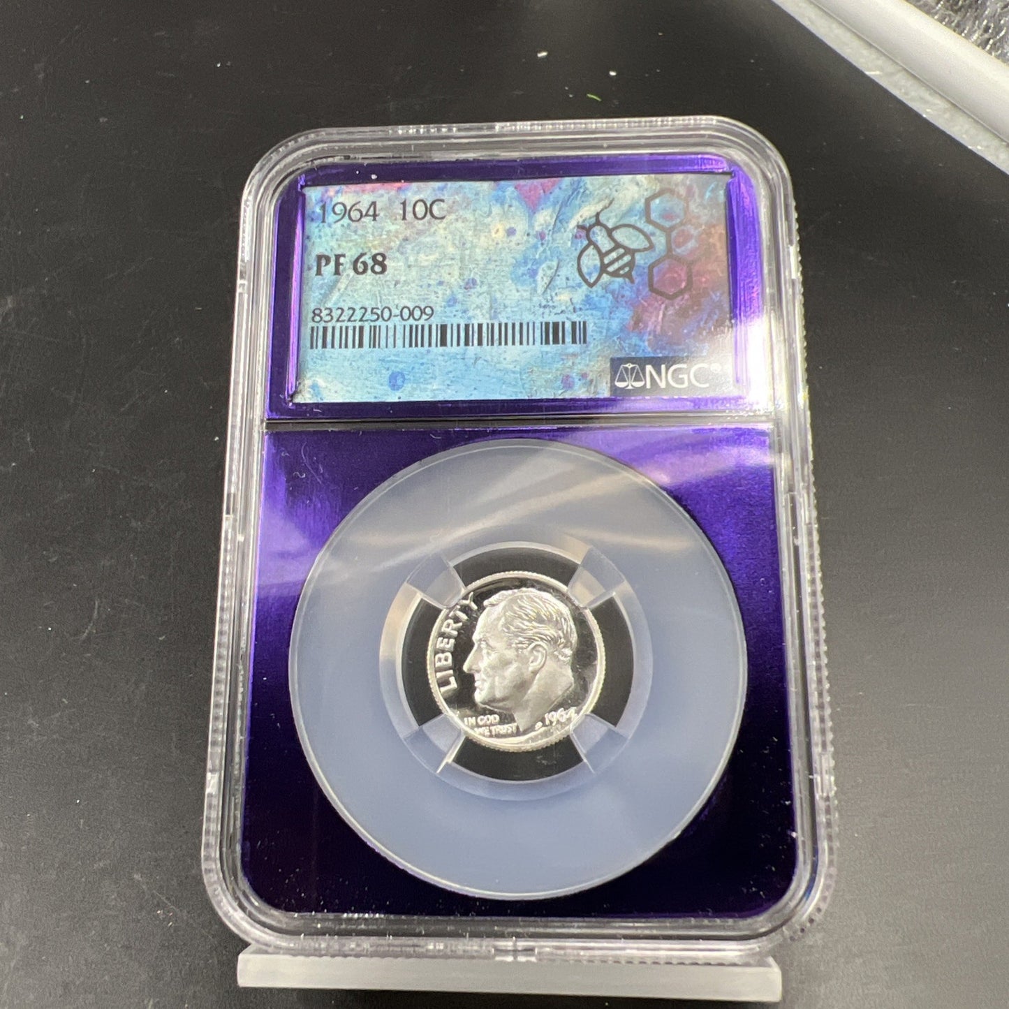 1964 P 10c Roosevelt Silver Dime Coin NGC PF68 Bee Label Holder