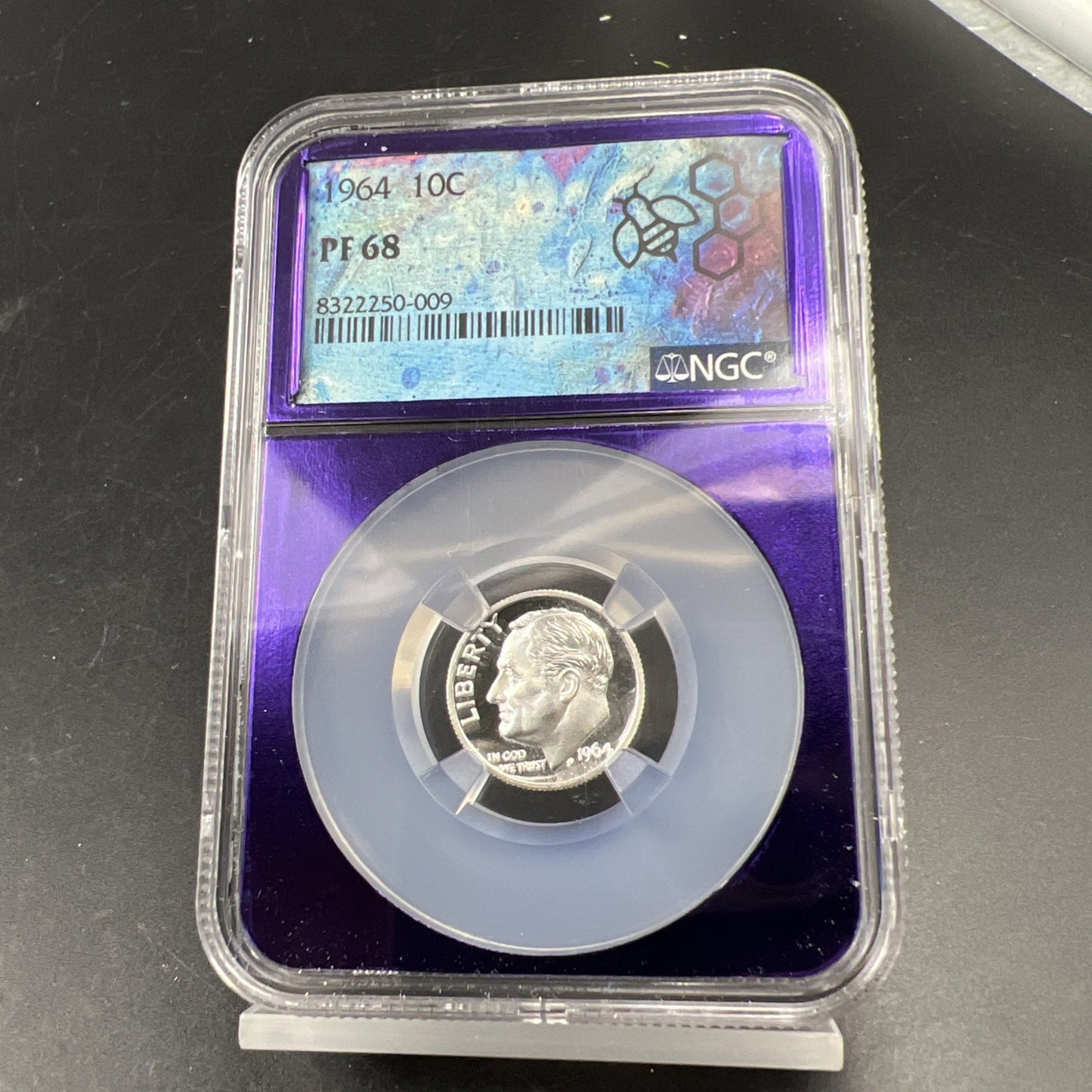 1964 P 10c Roosevelt Silver Dime Coin NGC PF68 Bee Label Holder