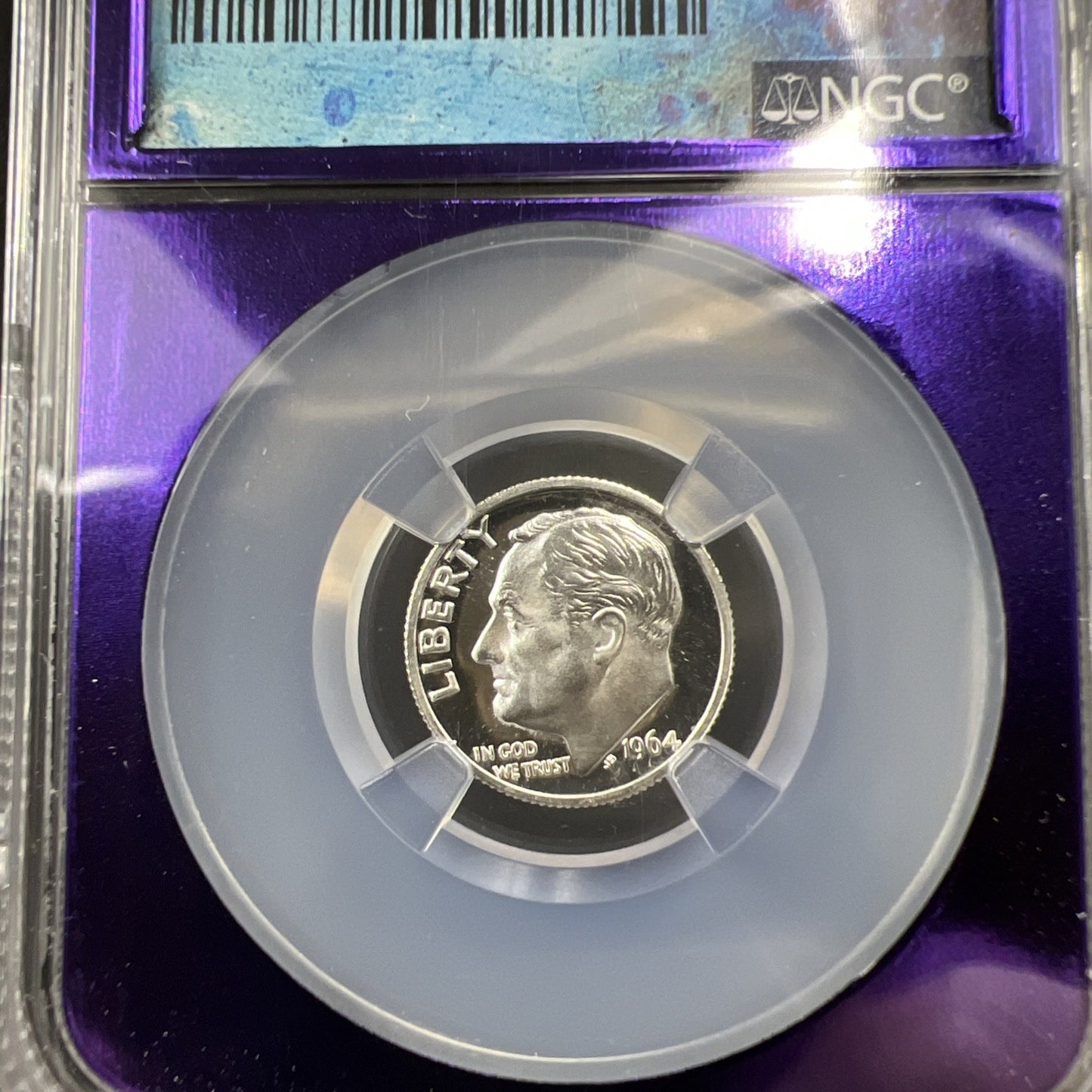 1964 P 10c Roosevelt Silver Dime Coin NGC PF68 Bee Label Holder