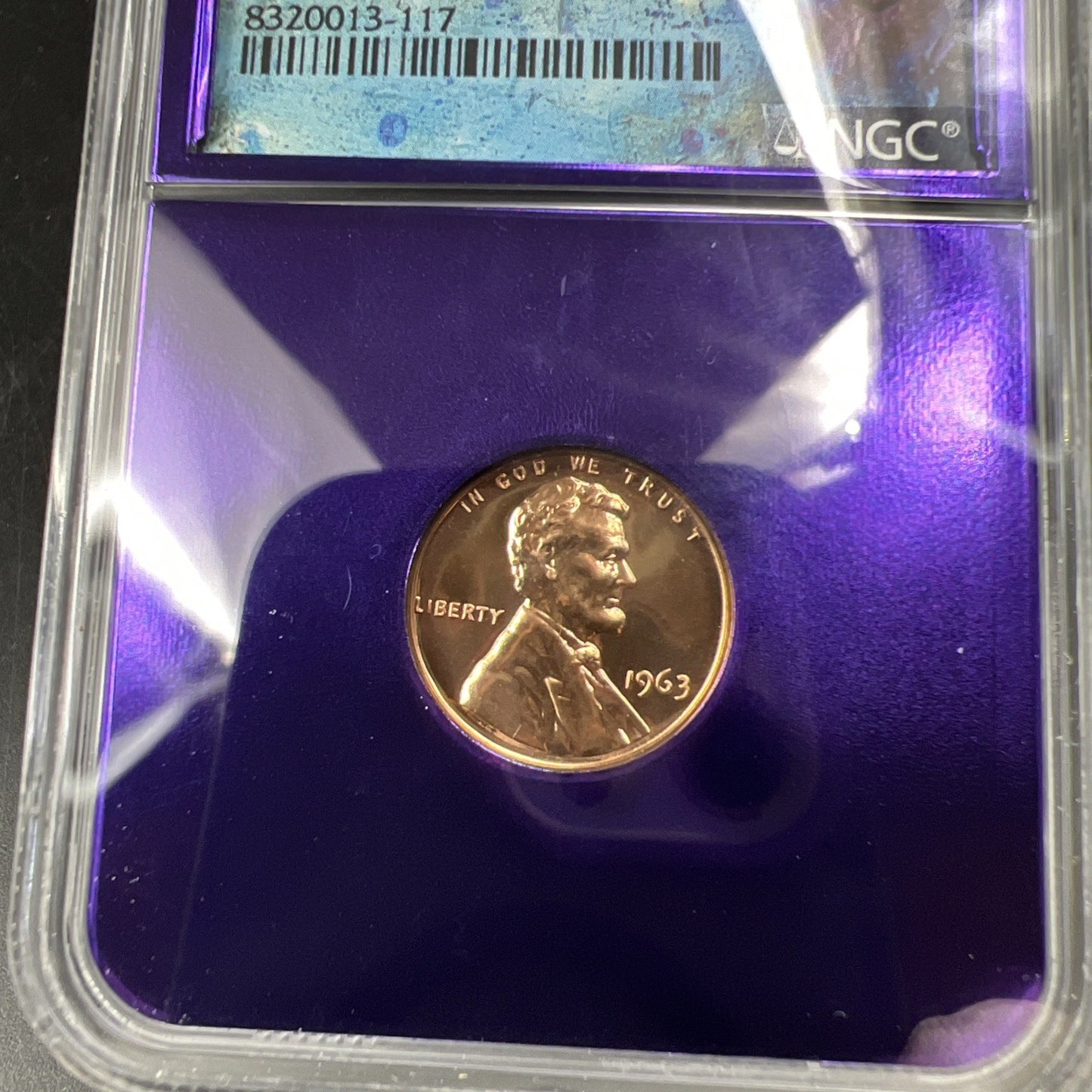 1963 1c PF68 RD NGC Bee Label Holder Lincoln Memorial Cent Gem Proof #117