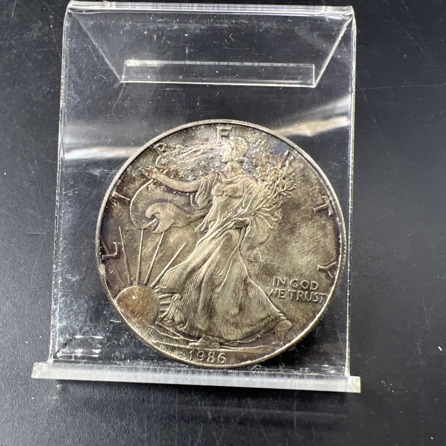 1986 1 OZ American Silver Eagle CH AU About UNC Neat Toning Toner