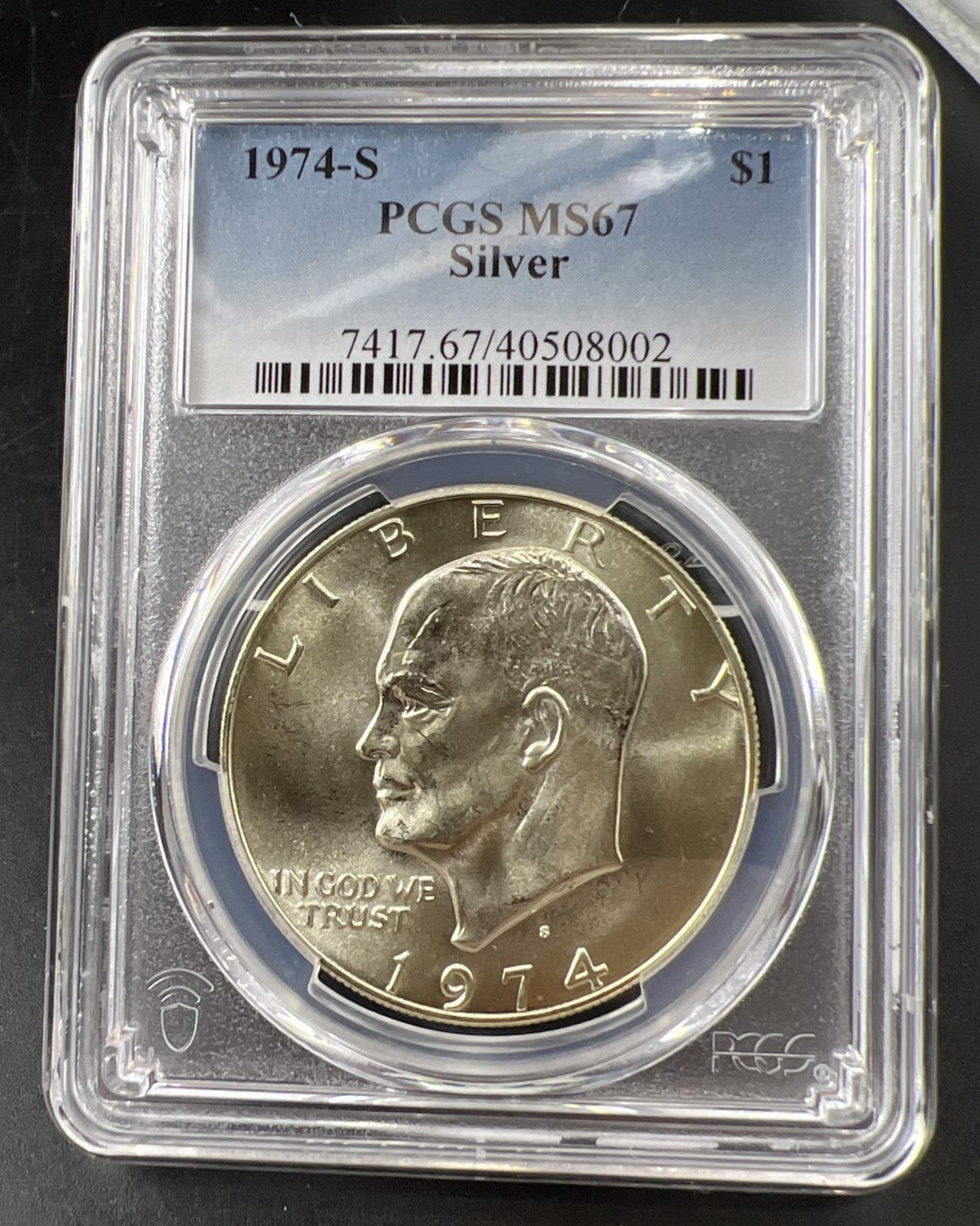 1974-S Ike Eisenhower Bicentennial BU 40% SILVER Dollar Coin MS67 PCGS Gem BU #2
