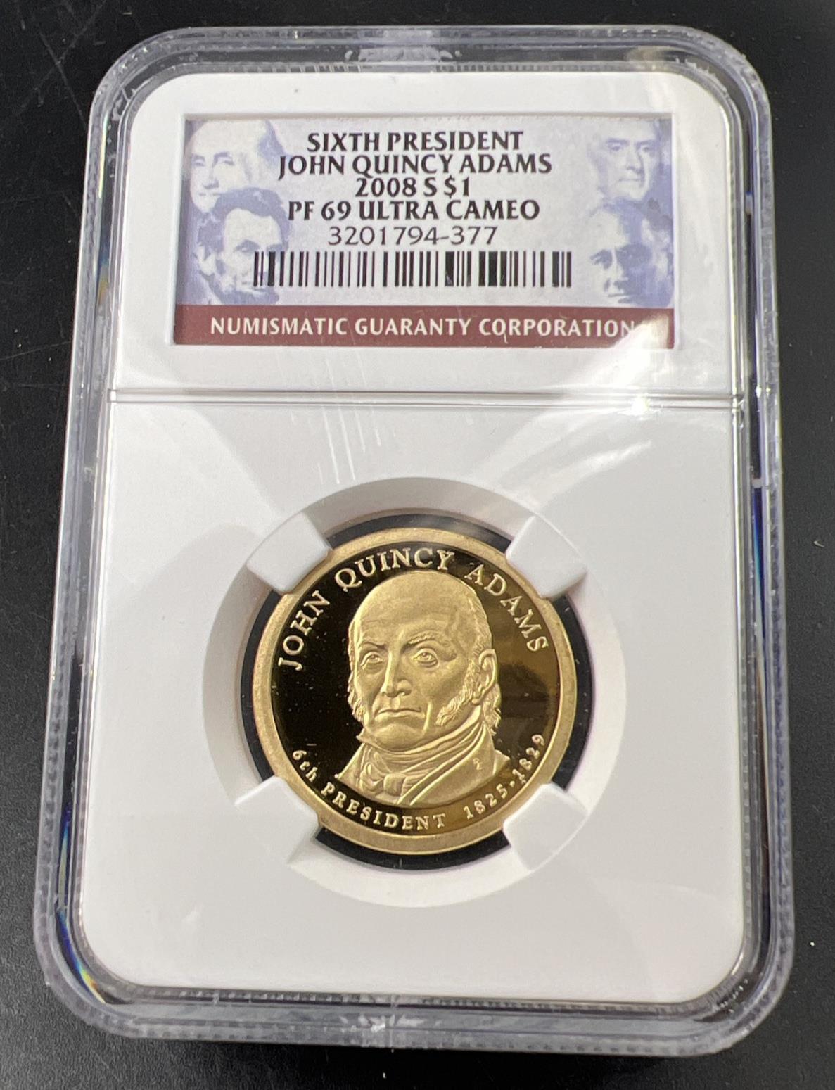 2008 S John Quincy Adams Proof Presidential Dollar Coin NGC PF69 UCAM #377