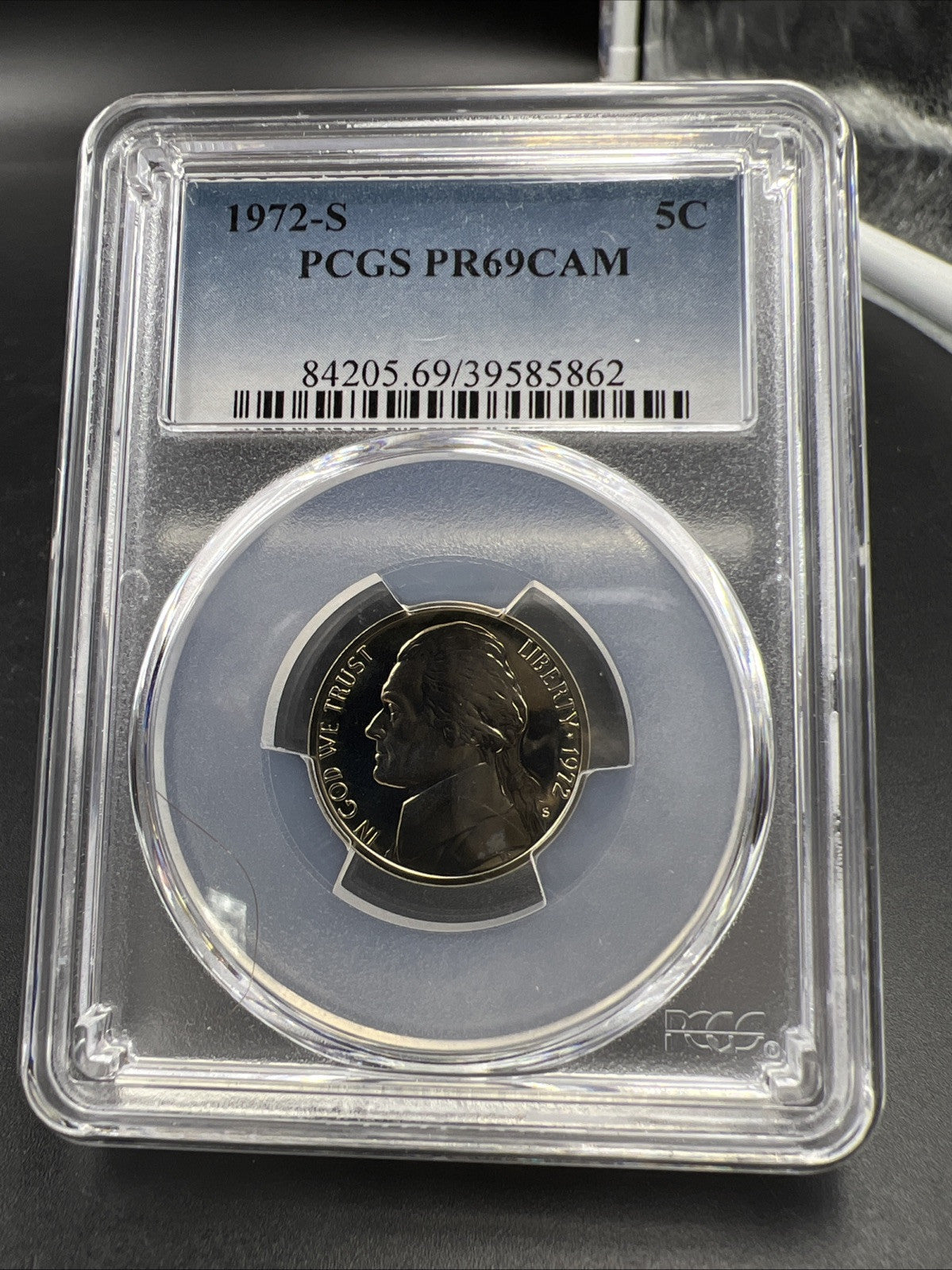 1972 S 5c Jefferson Nickel PCGS PR69 Cameo CAM Gem Proof Certified #62