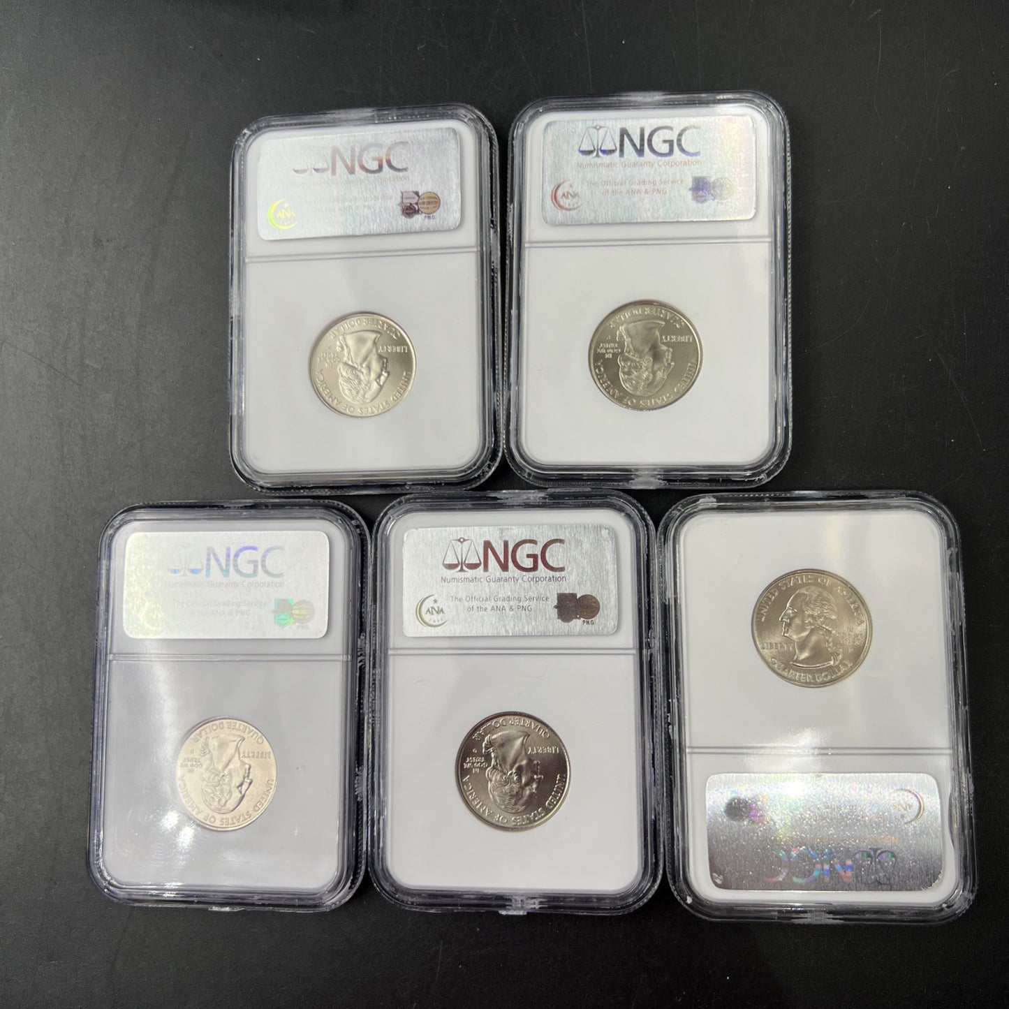 2005 D Complete 5 Coin SMS Quarter Set NGC Graded MS67