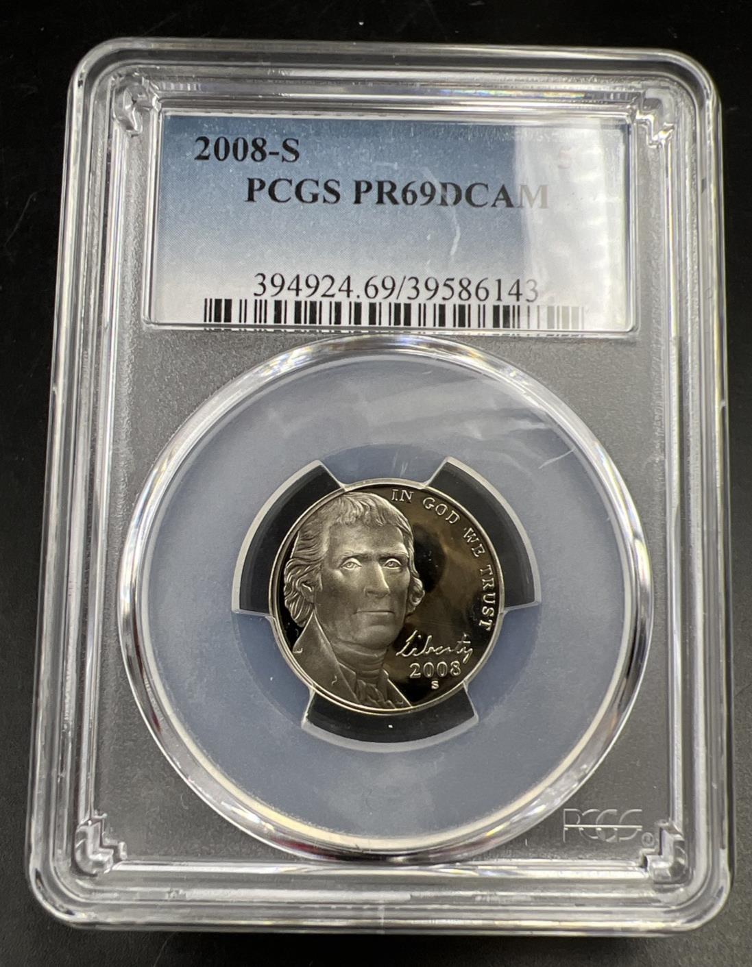 2008 S 5c Jefferson Nickel PCGS PR69 DCAM Gem Proof Certified #143