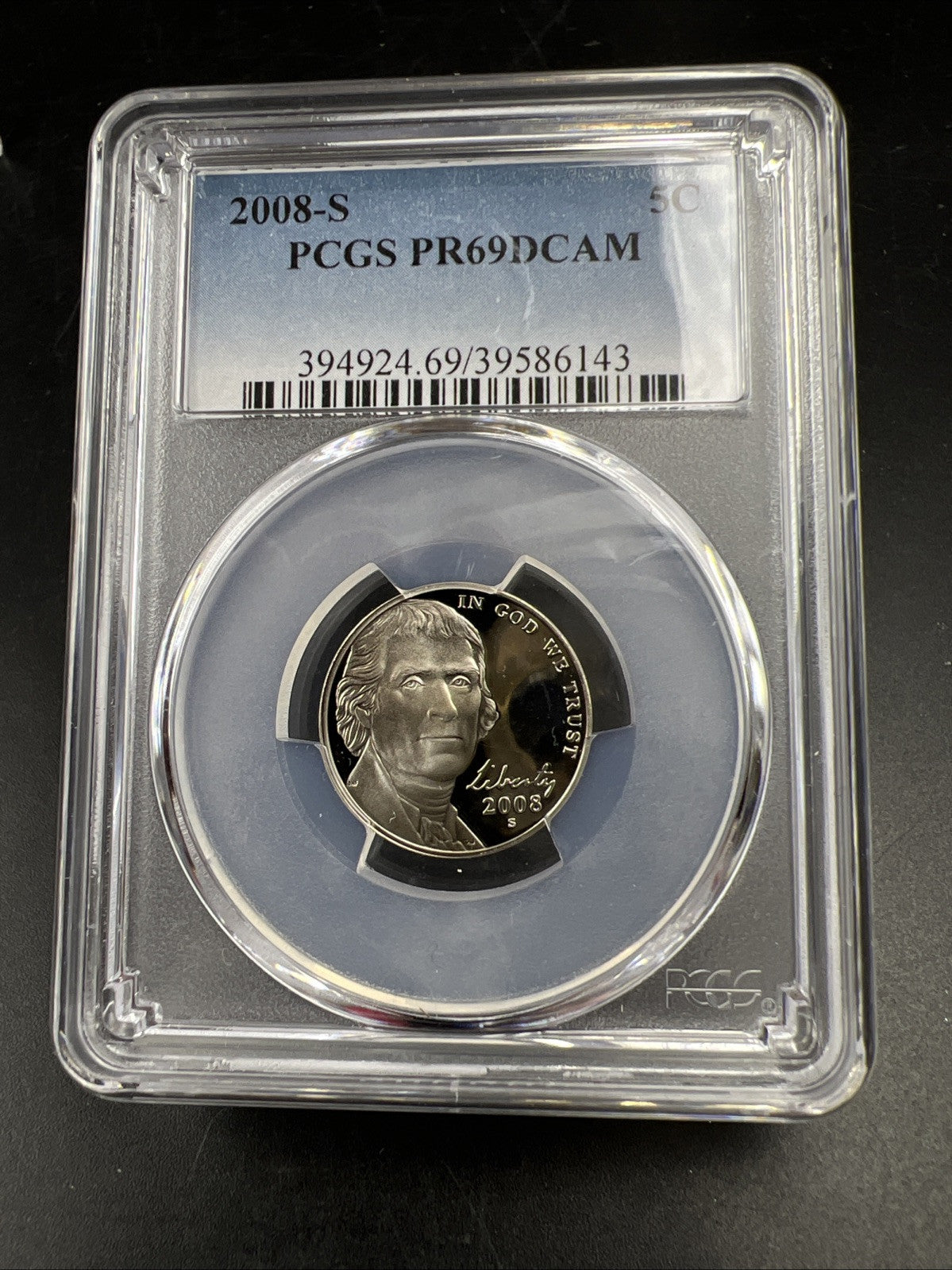 2008 S 5c Jefferson Nickel PCGS PR69 DCAM Gem Proof Certified #143