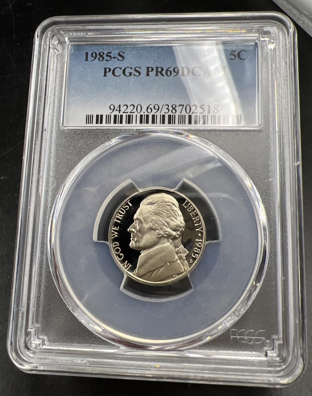 1985 S 5c Jefferson Nickel PCGS PR69 DCAM Gem Proof Certified #18