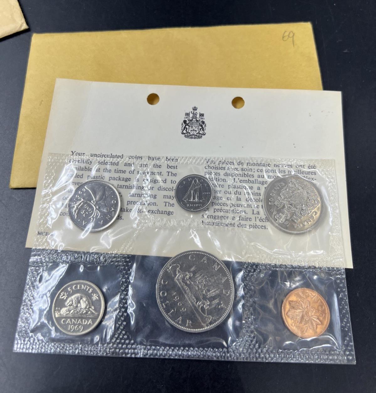 1969 Canada Coin Proof Like Set Royal Canadian Mint in Envelope #A