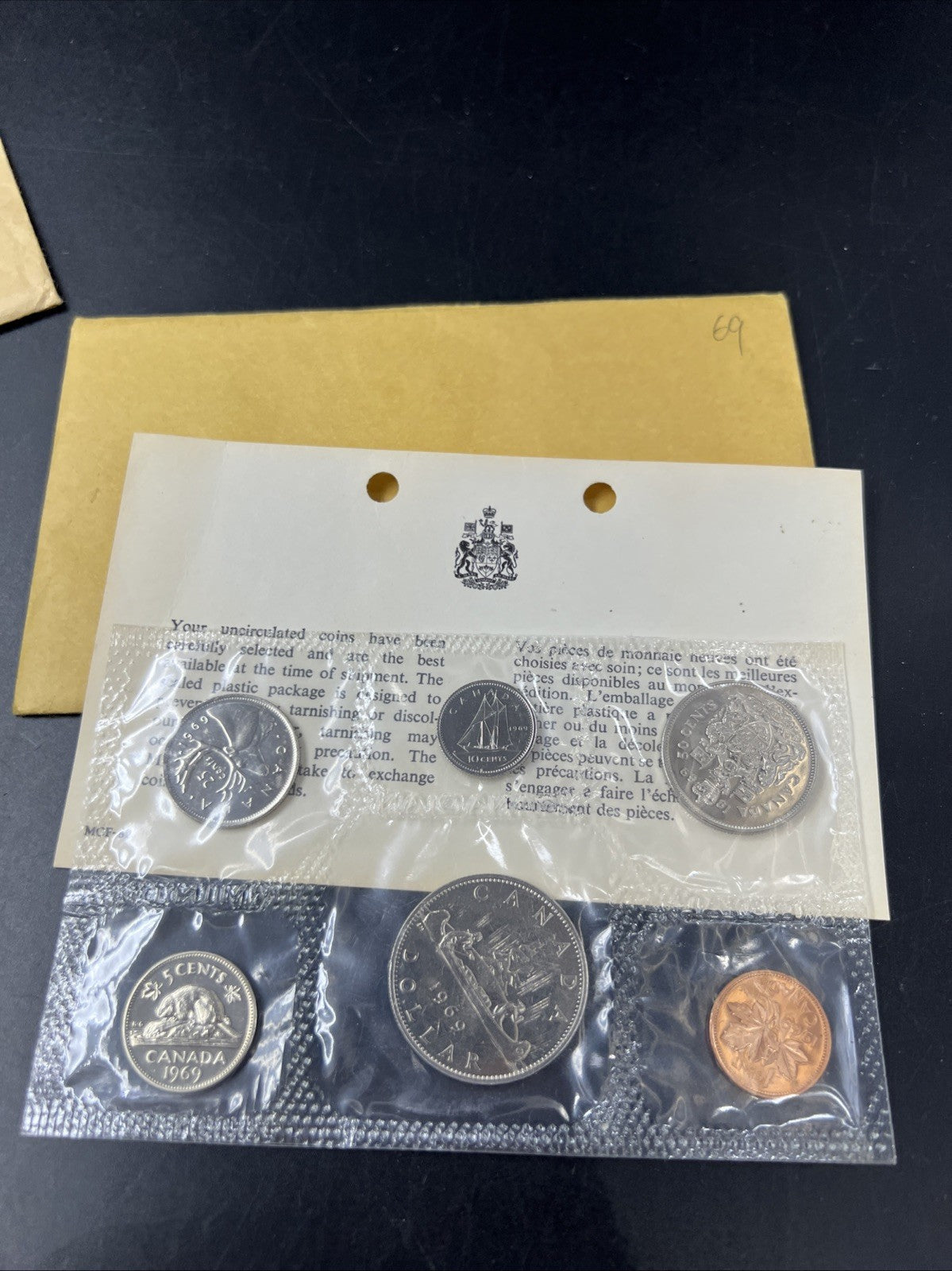 1969 Canada Coin Proof Like Set Royal Canadian Mint in Envelope #A