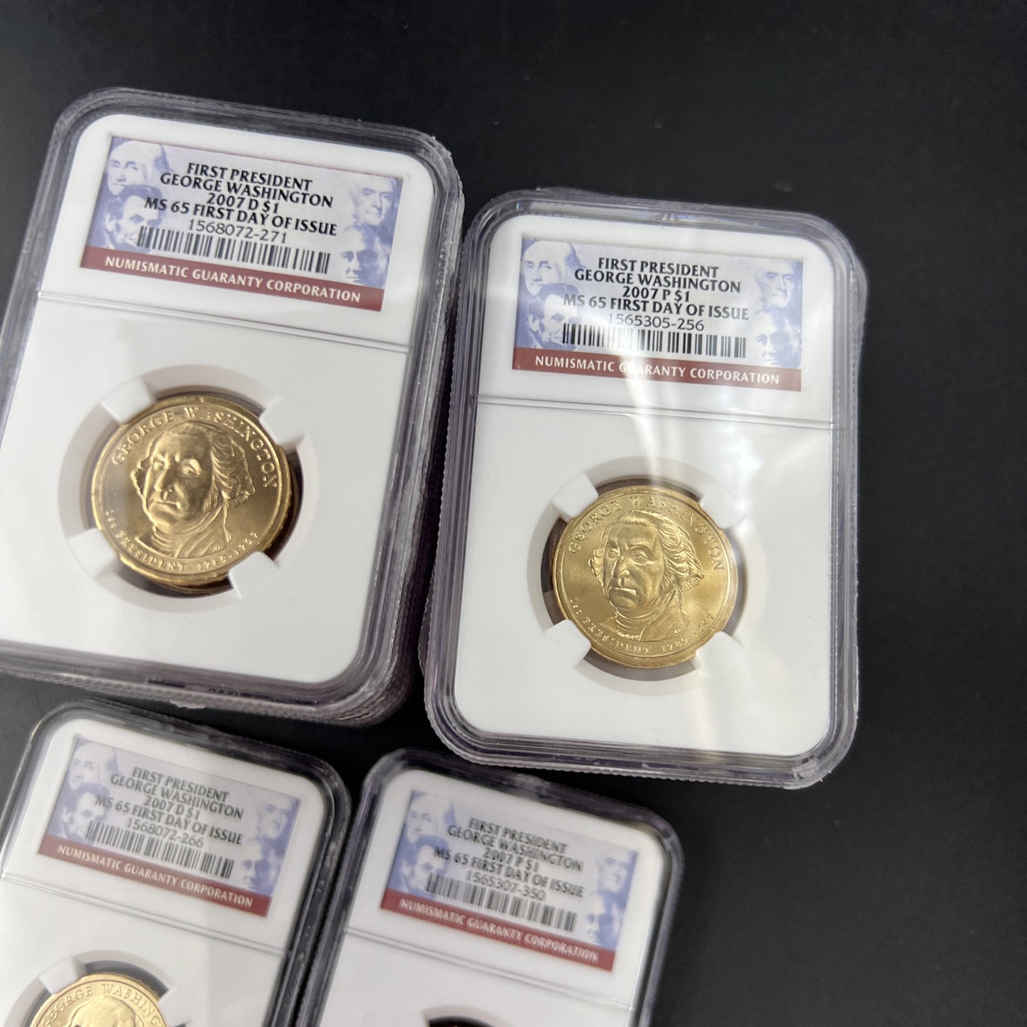 Two Coin Set 2007 P & D $1 George Washington Presidential Dollar NGC MS65