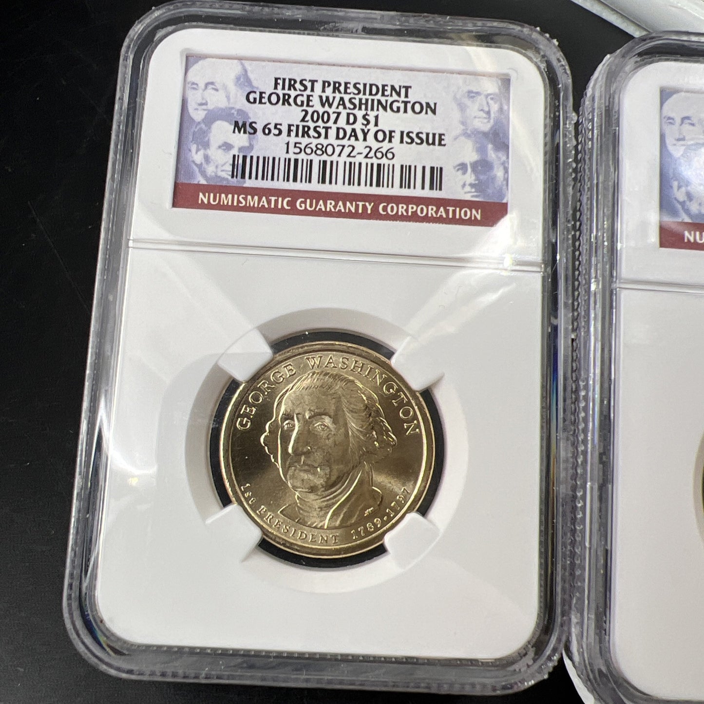 Two Coin Set 2007 P & D $1 George Washington Presidential Dollar NGC MS65