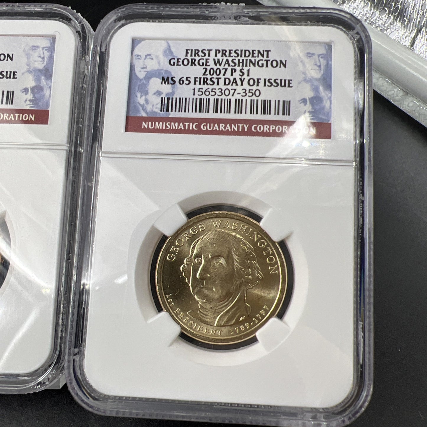 Two Coin Set 2007 P & D $1 George Washington Presidential Dollar NGC MS65