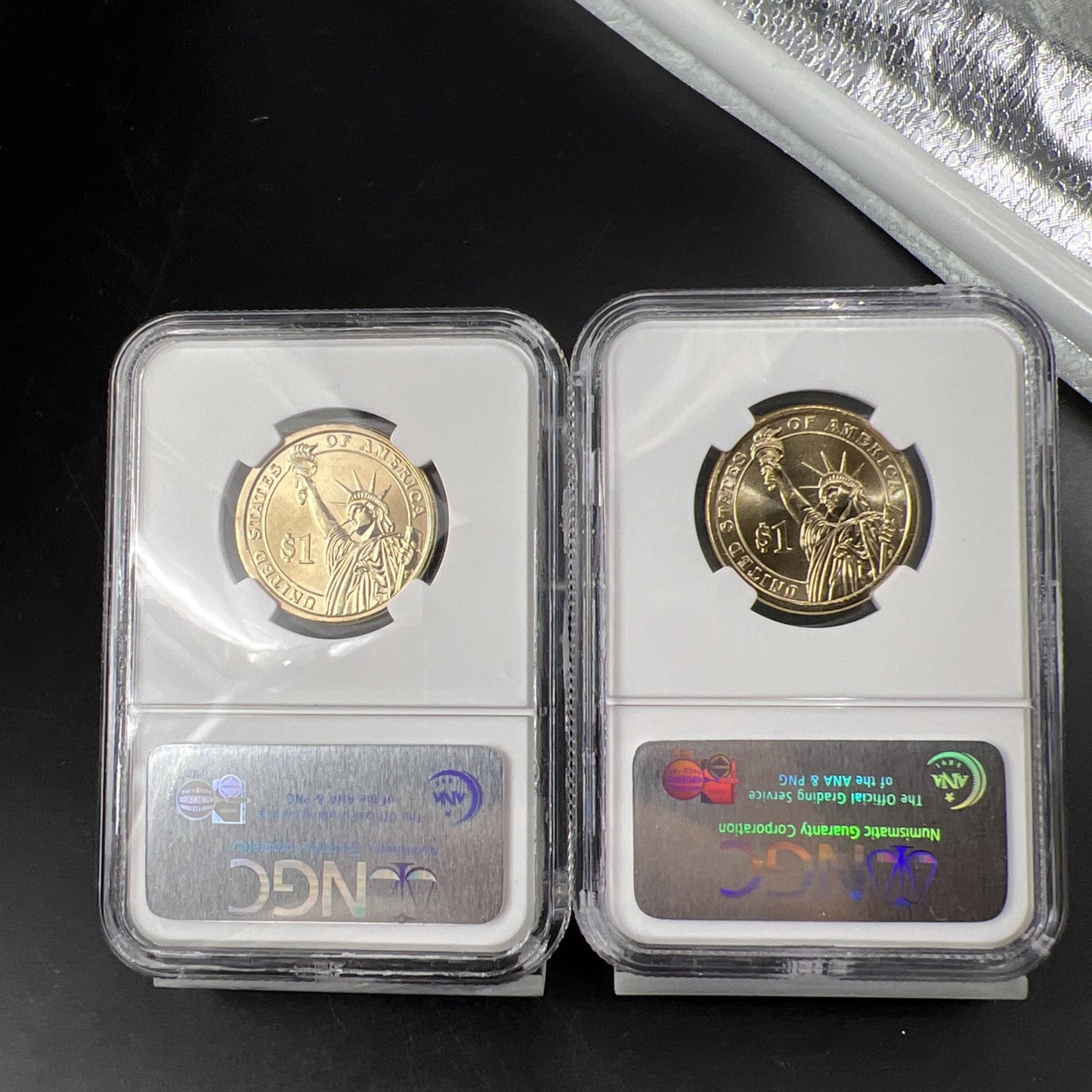 Two Coin Set 2007 P & D $1 George Washington Presidential Dollar NGC MS65