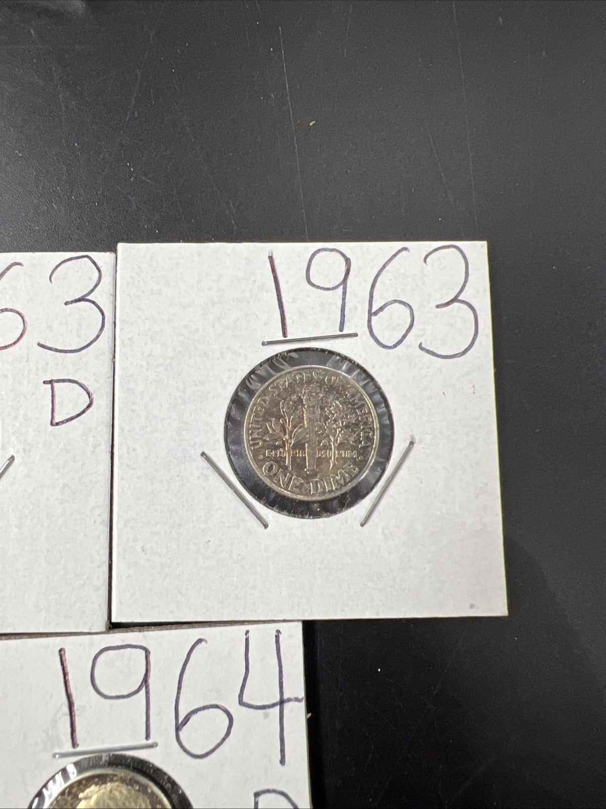 Toner Trio 3 PQ Rainbow toned 1964 1963 Roosevelt Silver Dime Coins AU-BU #3325A