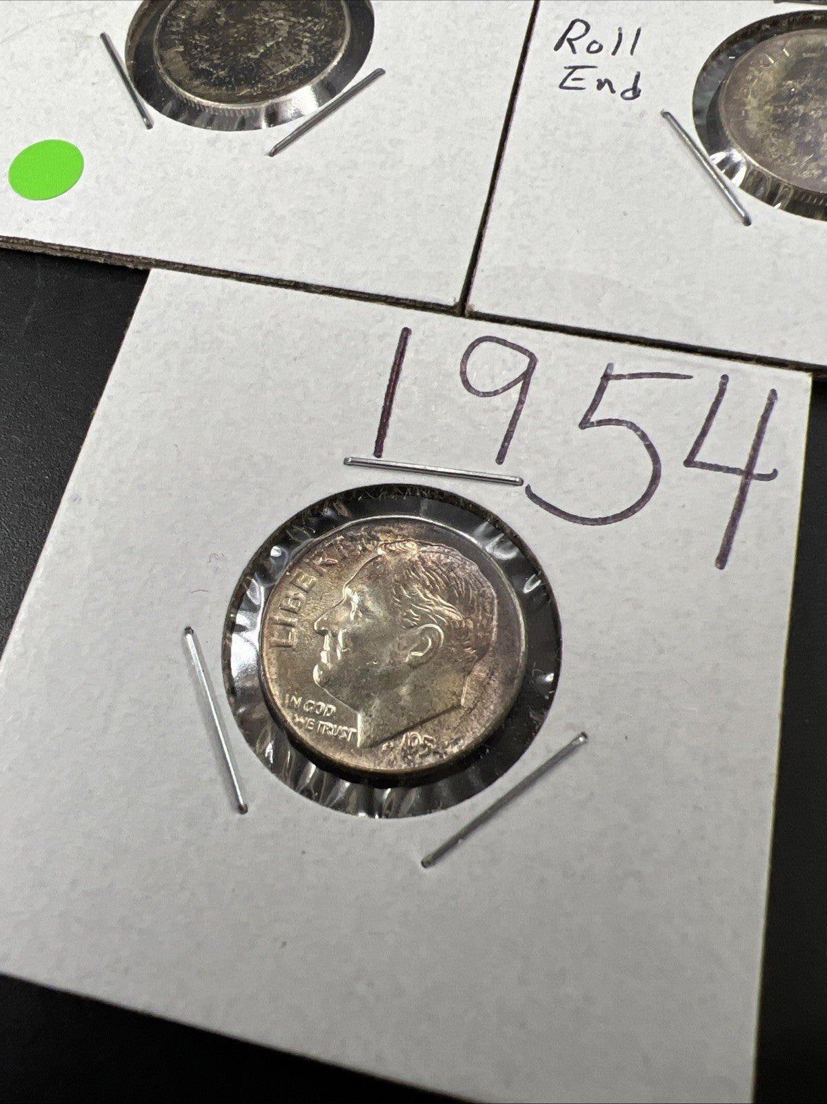 Toner Trio 3 PQ Rainbow toned 1954 1959 1964 Roosevelt Silver Dime Coins BU #33B