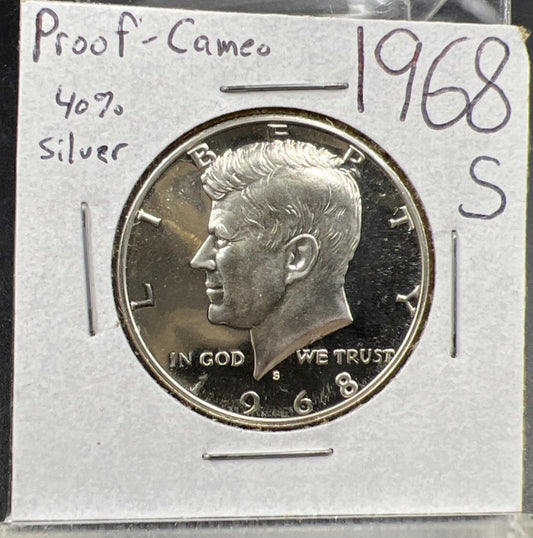 1968 S 50c Proof Kennedy Silver Half Dollar Coin Gem Proof Cameo