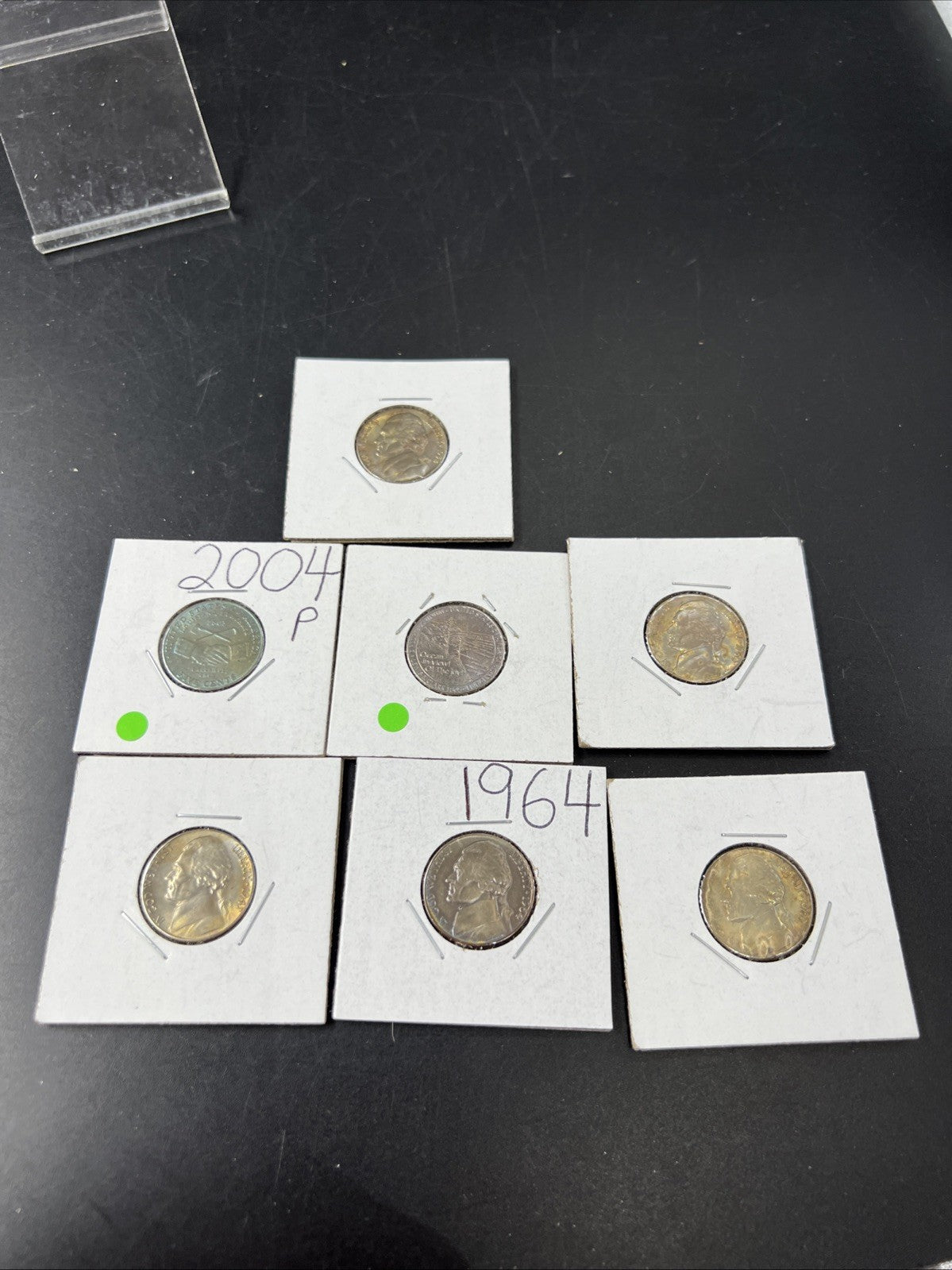 Lot of 7 5c Jefferson Nickel Coins UNC Neat Toning YRS 2004 1964 1947 ++!