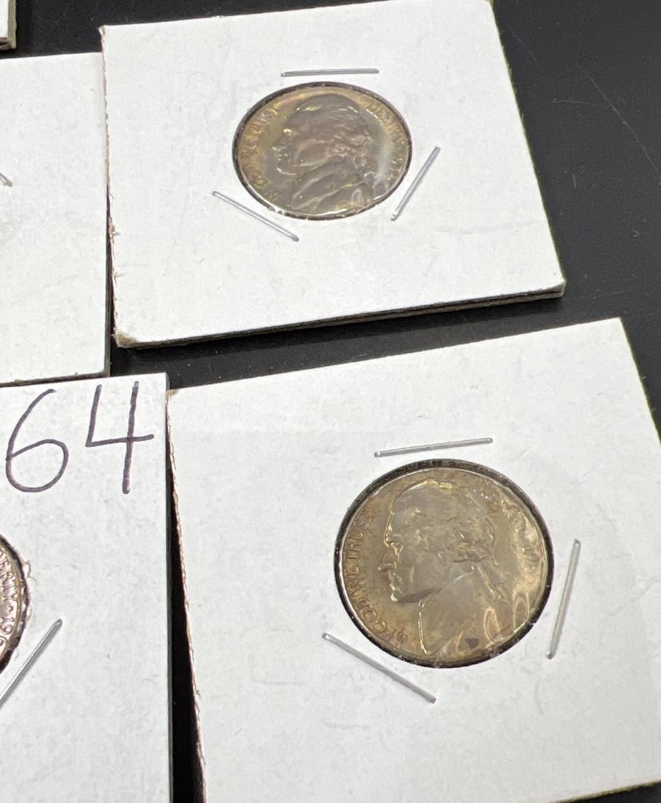Lot of 7 5c Jefferson Nickel Coins UNC Neat Toning YRS 2004 1964 1947 ++!